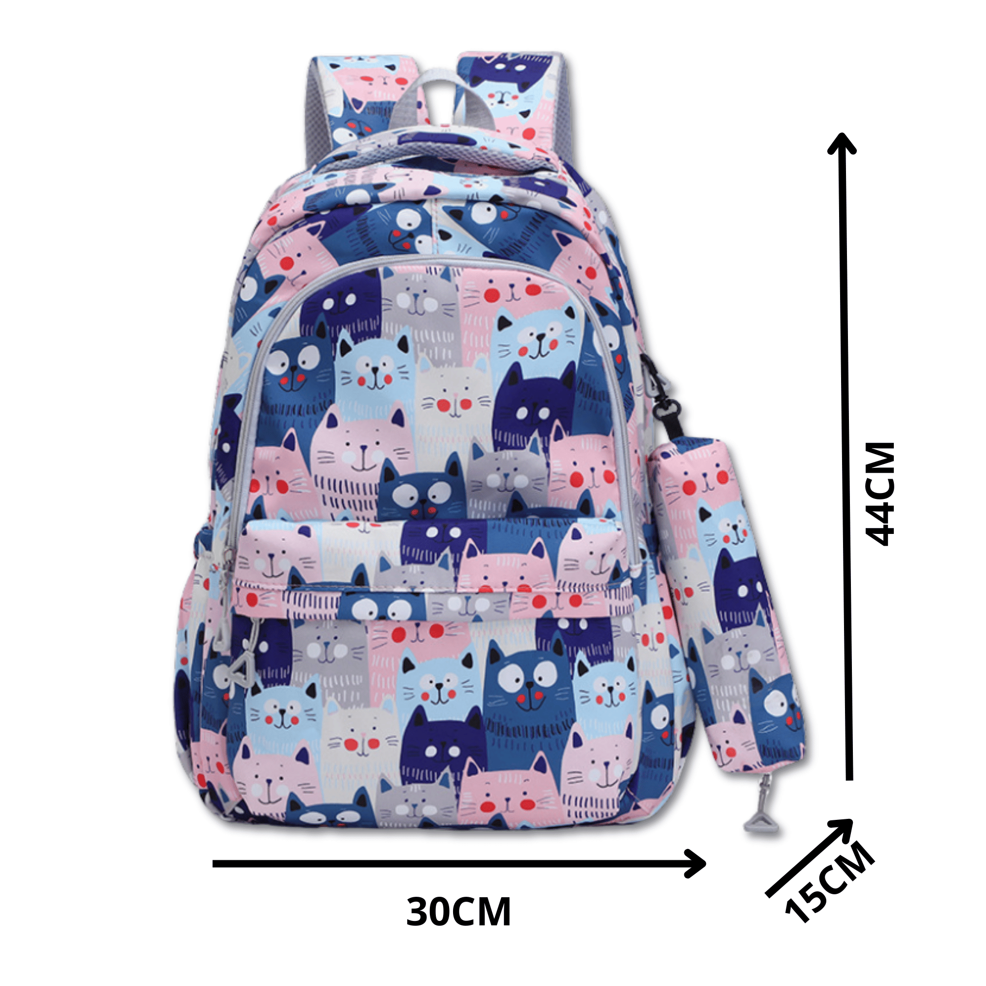 MOCHILA ESCOLAR 44CM DISEÑO ESTAMPADO CATS AND BEARS BLUE CATS - 2