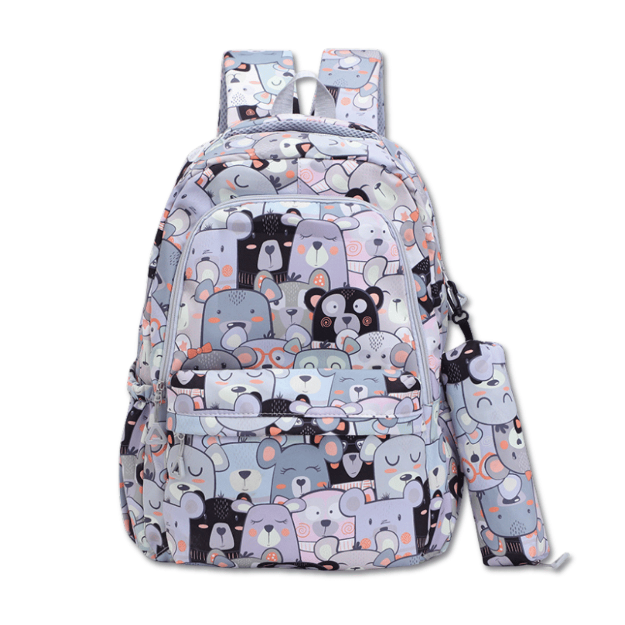 MOCHILA ESCOLAR 44CM DISEÑO ESTAMPADO CATS AND BEARS LIGHT GRAY BEARS - 1