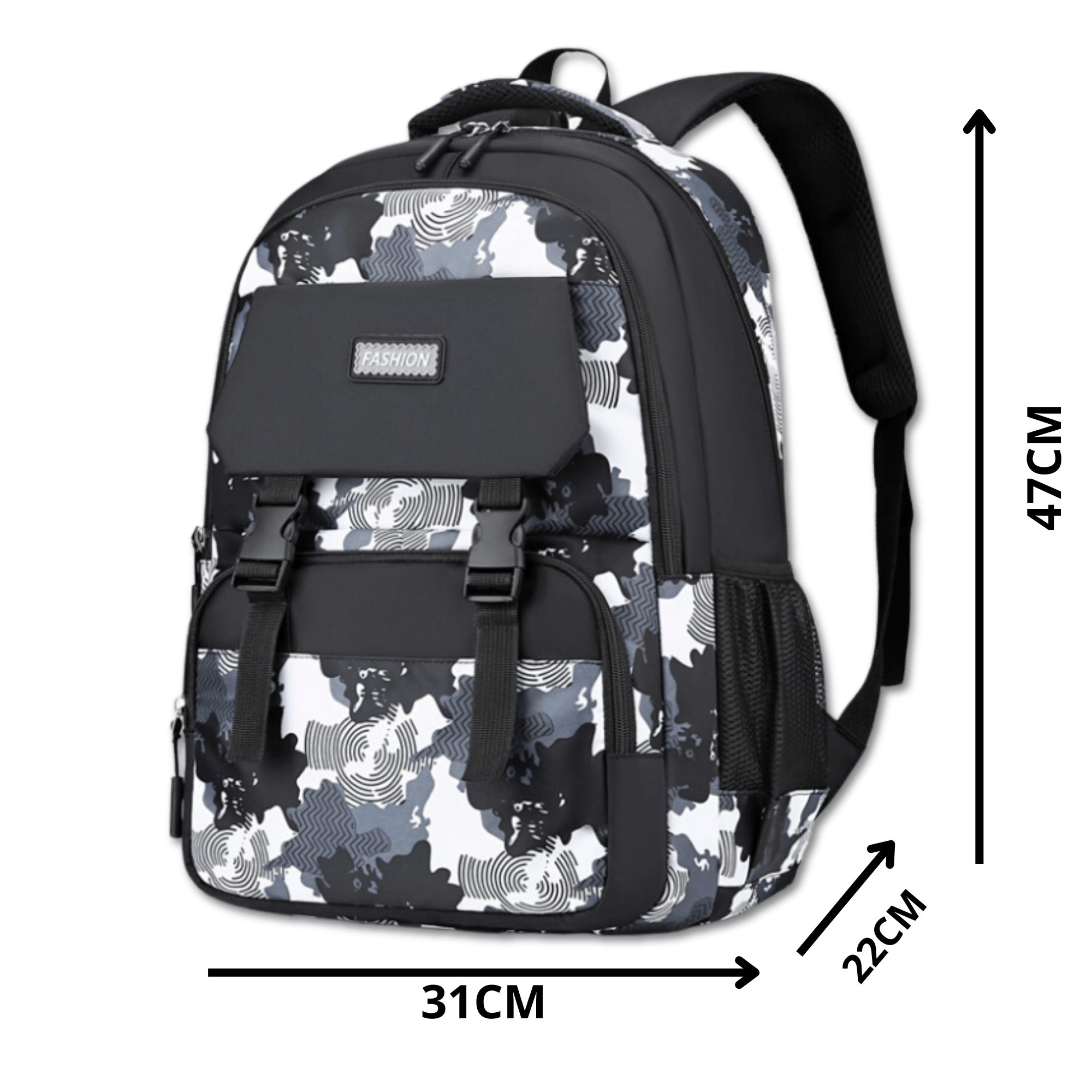 MOCHILA ESCOLAR JUVENIL UNIVERSITARIA 47CM BLACK GRAY - 2