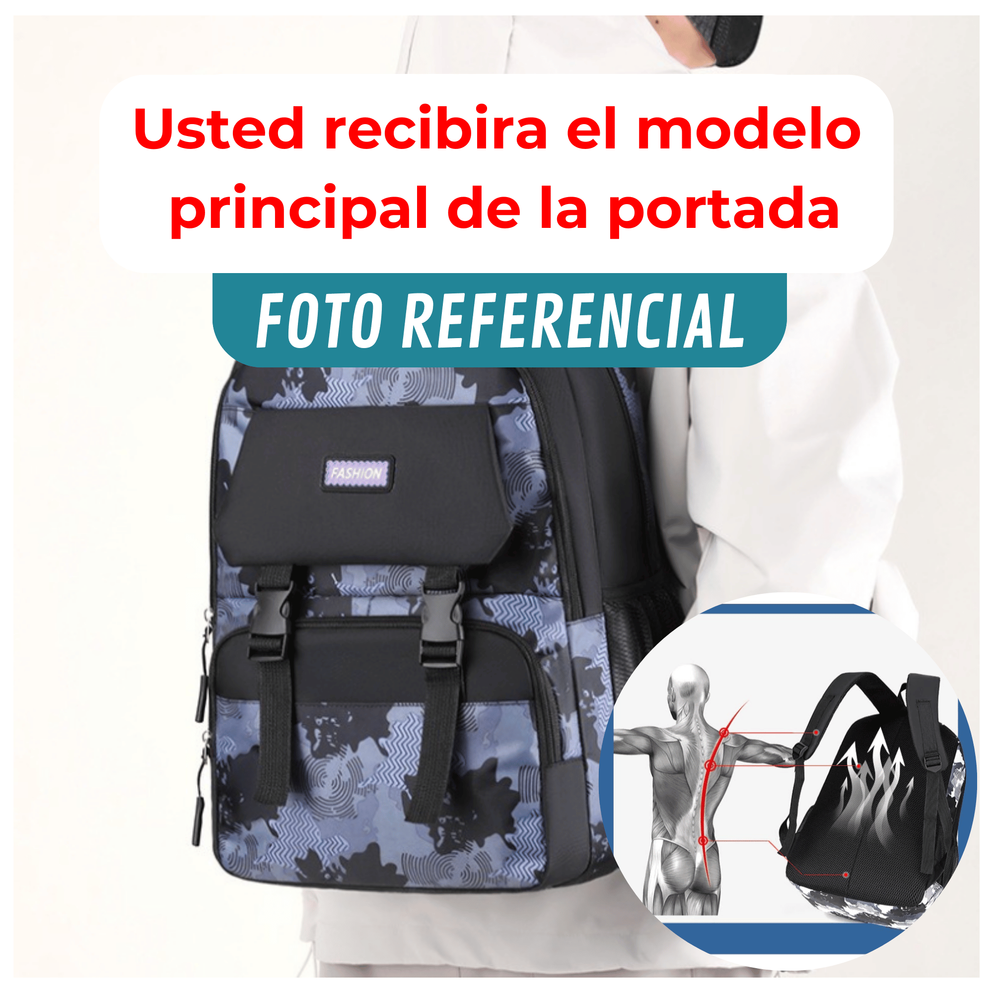 MOCHILA ESCOLAR JUVENIL UNIVERSITARIA 47CM BLACK GRAY - 3