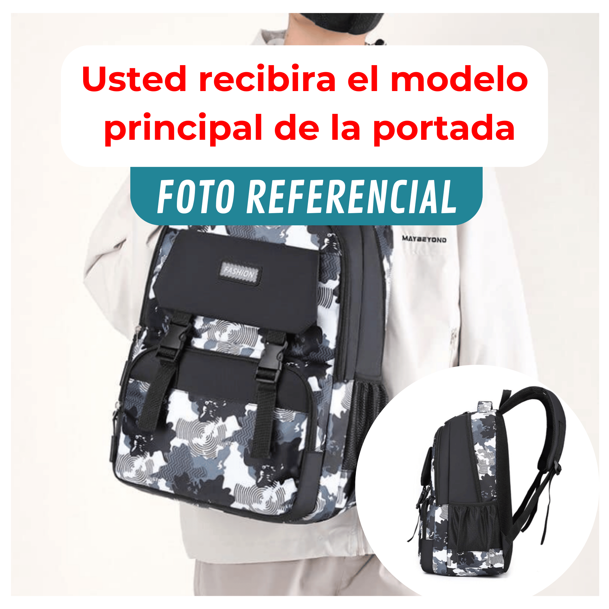 MOCHILA ESCOLAR JUVENIL UNIVERSITARIA 47CM BLACK GRAY - 4