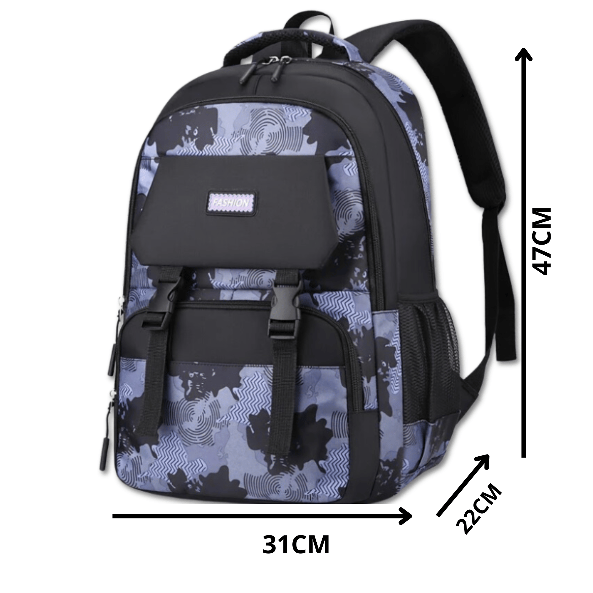 MOCHILA ESCOLAR JUVENIL UNIVERSITARIA 47CM BLUE BLACK - 2