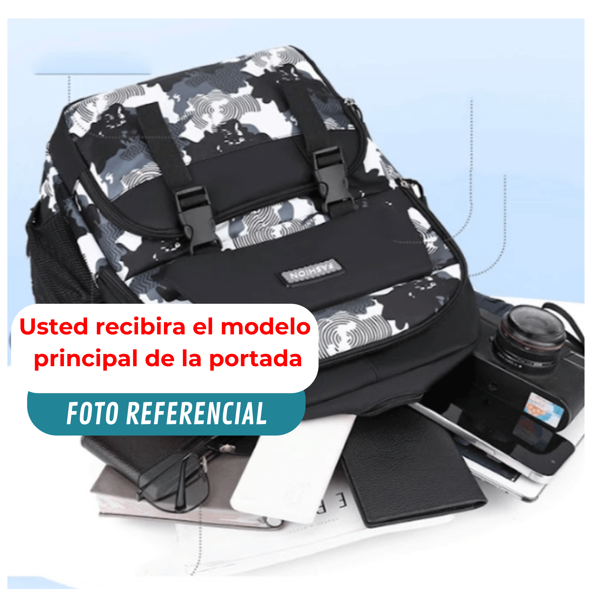 MOCHILA ESCOLAR JUVENIL UNIVERSITARIA 47CM BLUE BLACK - 3