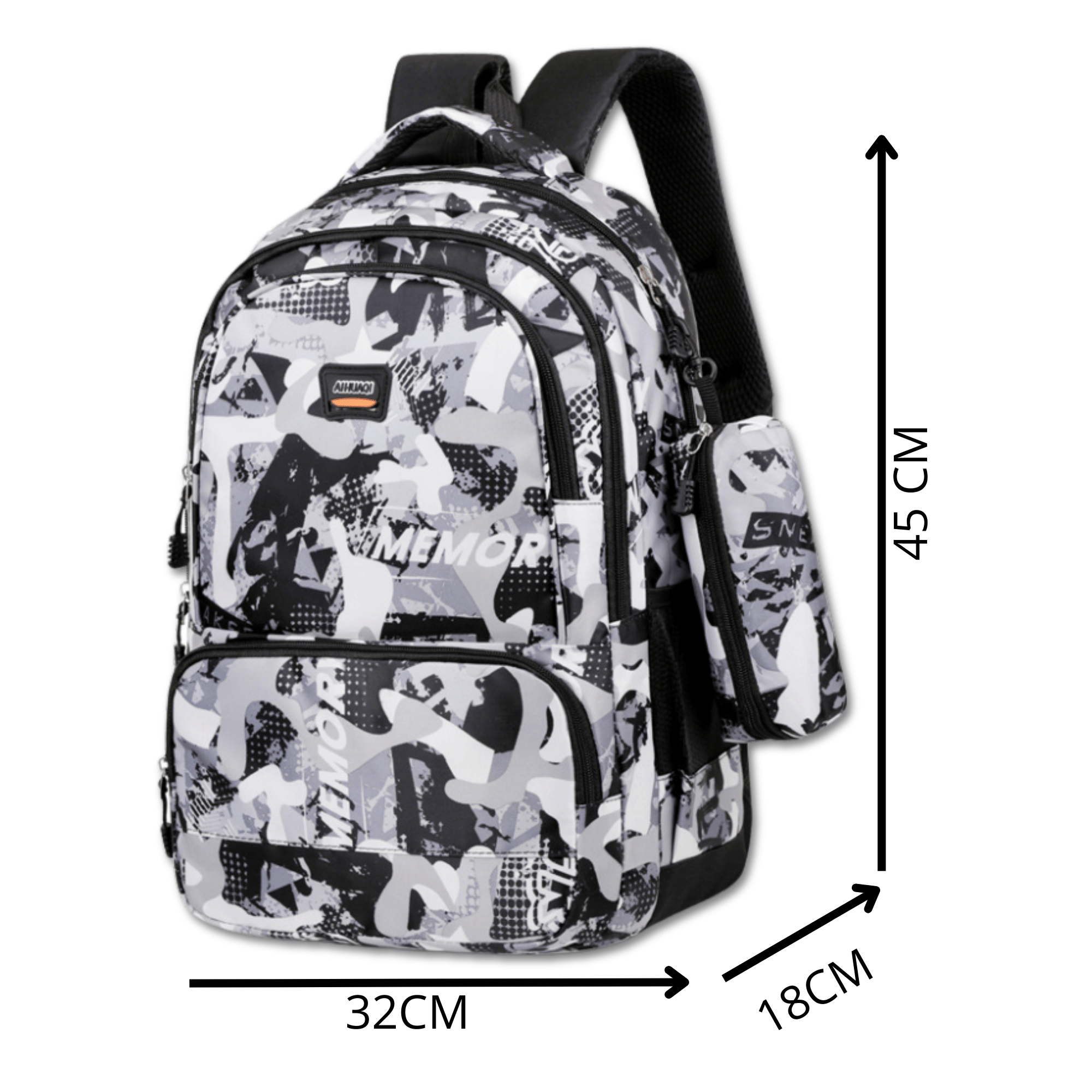 MOCHILA ESCOLAR JUVENIL Y UNIVERSITARIO 45CM DISEÑO ESTAMPADO CAMUFLAJE UNISEX GRAY - 2