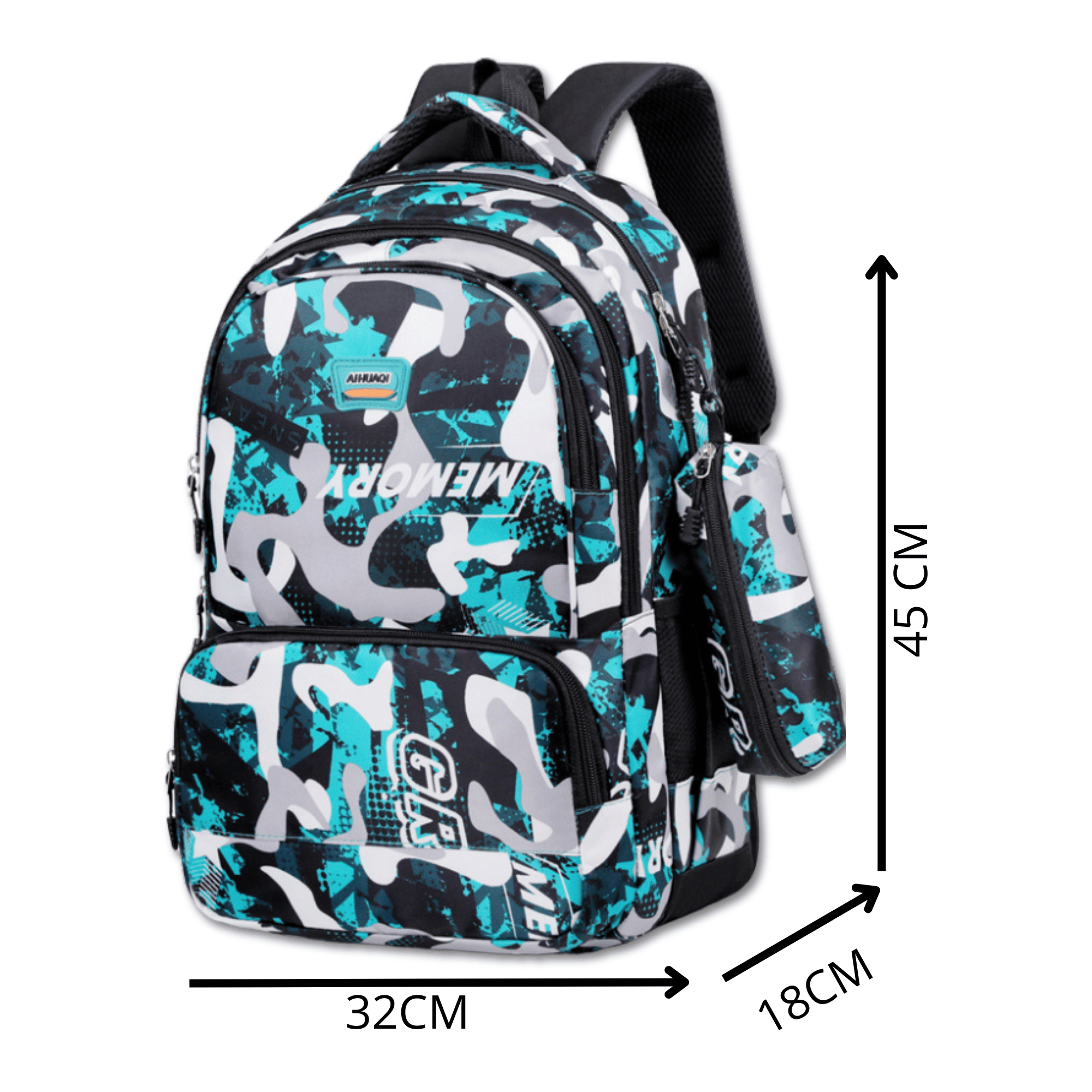 MOCHILA ESCOLAR JUVENIL Y UNIVERSITARIO 45CM DISEÑO ESTAMPADO CAMUFLAJE UNISEX GREEN - 2