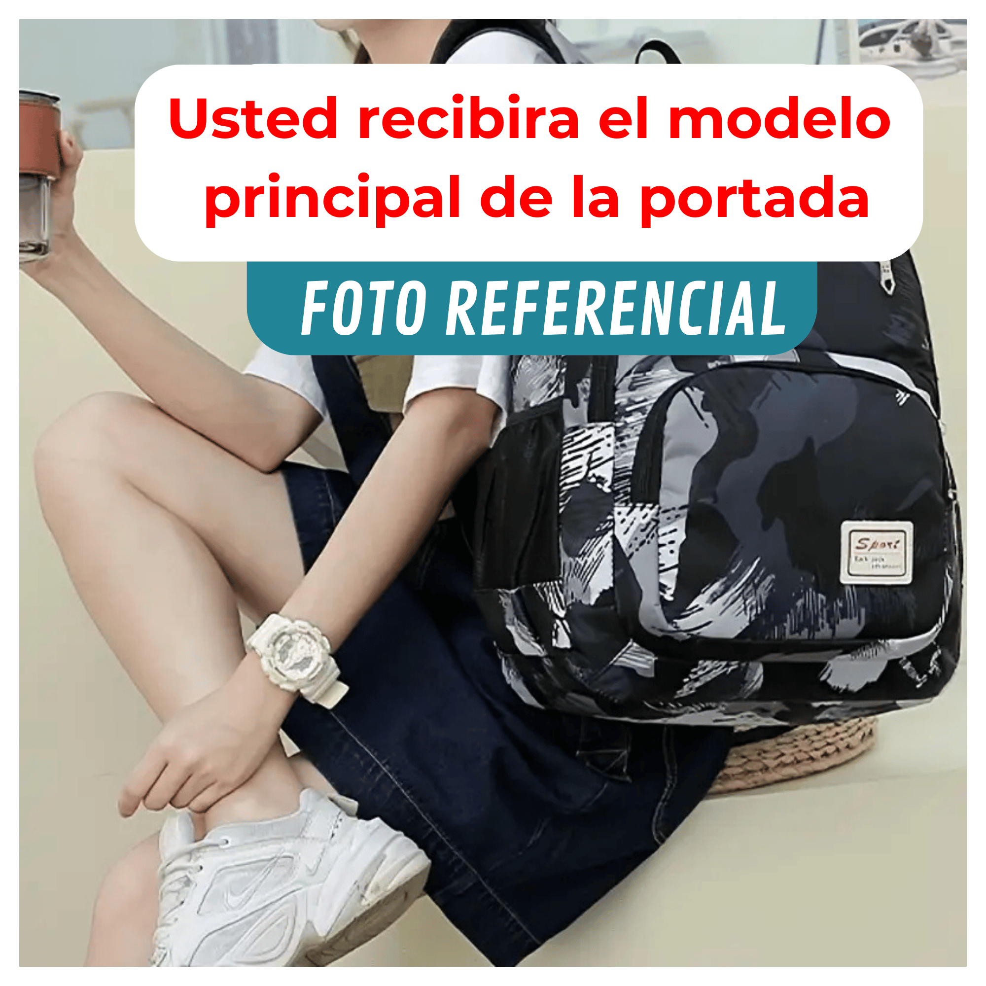 MOCHILA ESCOLAR JUVENIL Y UNIVERSITARIO 45CM DISEÑO ESTAMPADO CAMUFLAJE UNISEX GREEN - 4