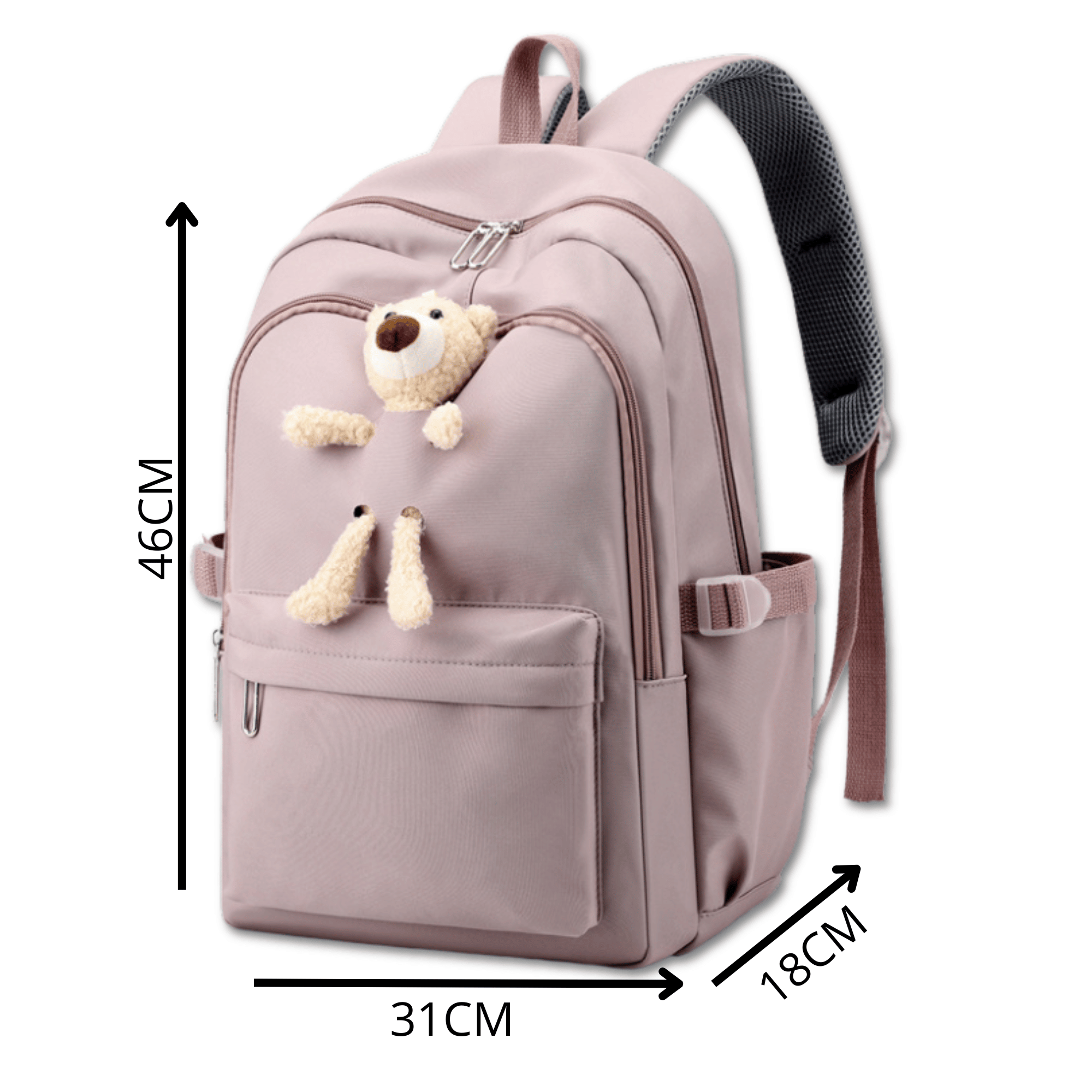 MOCHILA ESCOLAR JUVENIL 46CM NIÑAS ESTILO KAWAII CUTE TEDDY BEAR PURPLE - 2