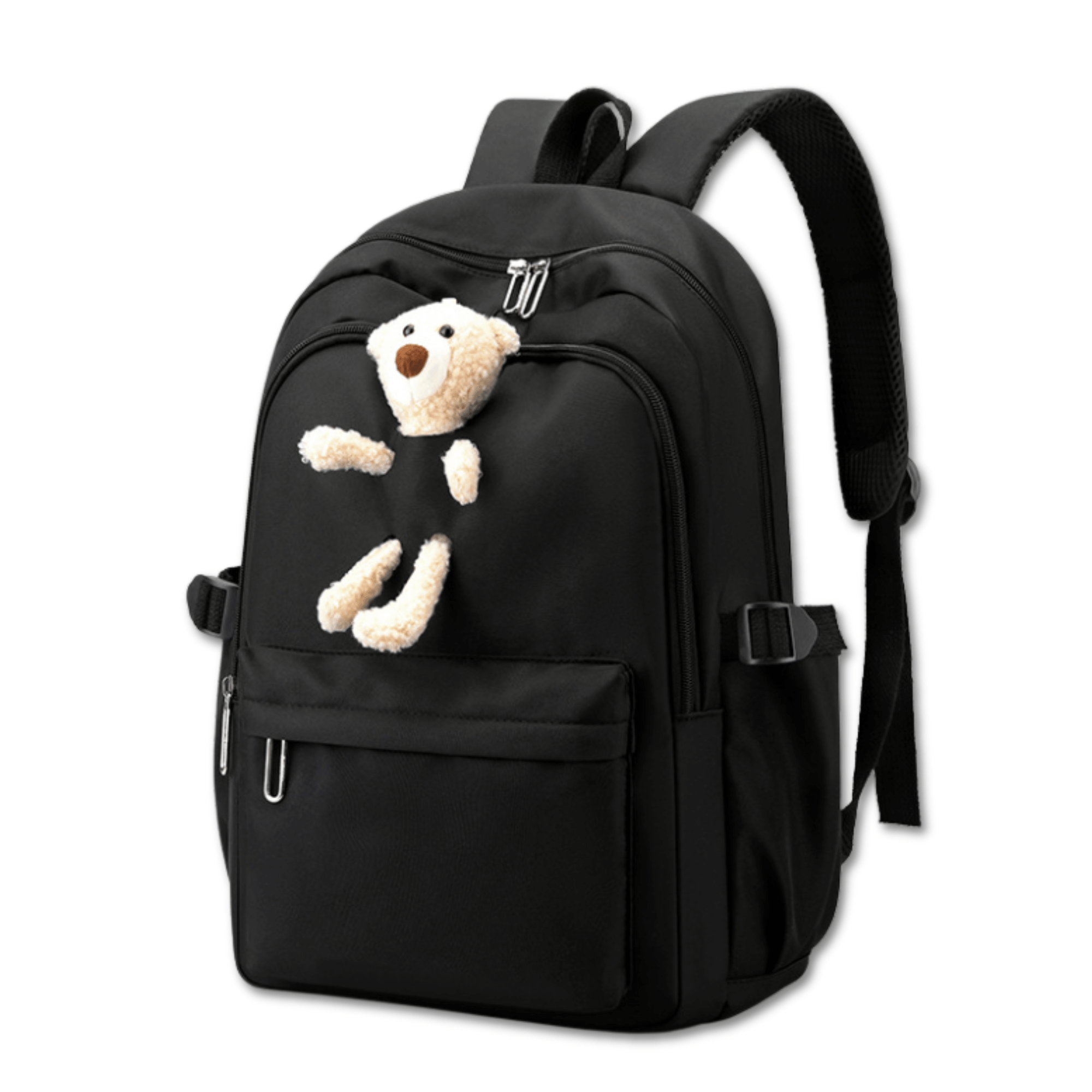 MOCHILA ESCOLAR JUVENIL 46CM NIÑAS ESTILO KAWAII CUTE TEDDY BEAR BLACK - 1
