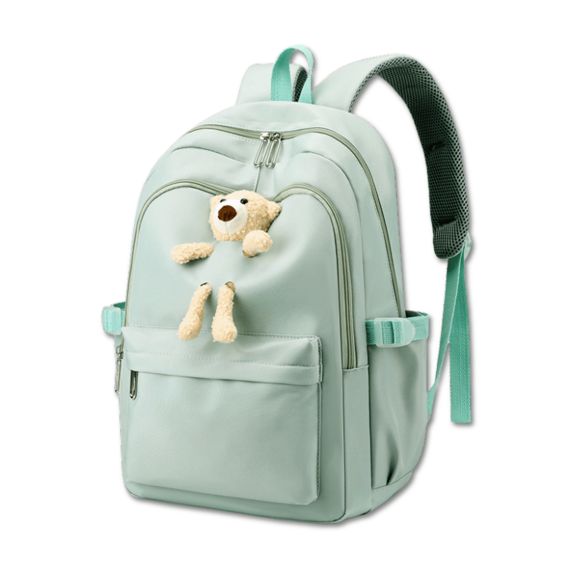 MOCHILA ESCOLAR JUVENIL 46CM NIÑAS ESTILO KAWAII CUTE TEDDY BEAR LIGHT GREEN - 1