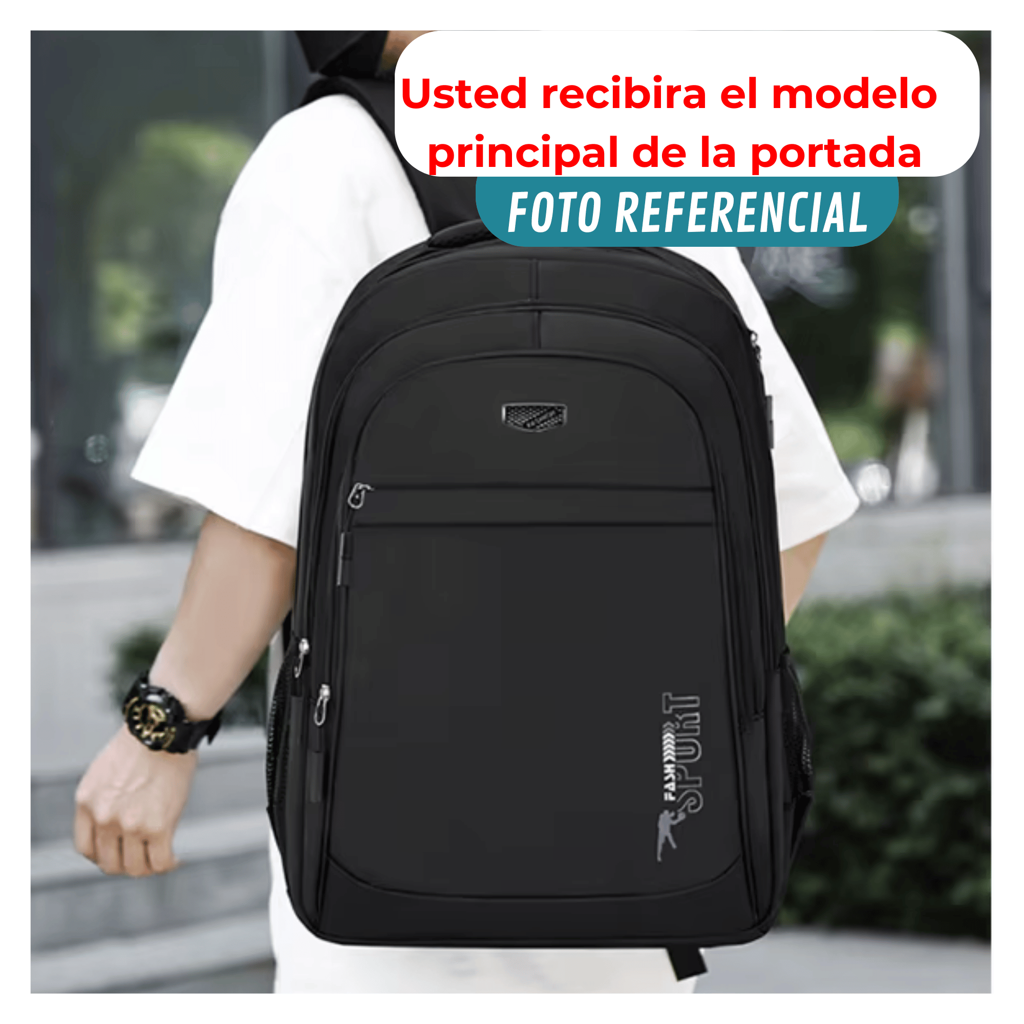 MOCHILA ESCOLAR JUVENIL Y UNIVERSITARIO 50CM DISEÑO MULTIFUNCIONAL RED - 3