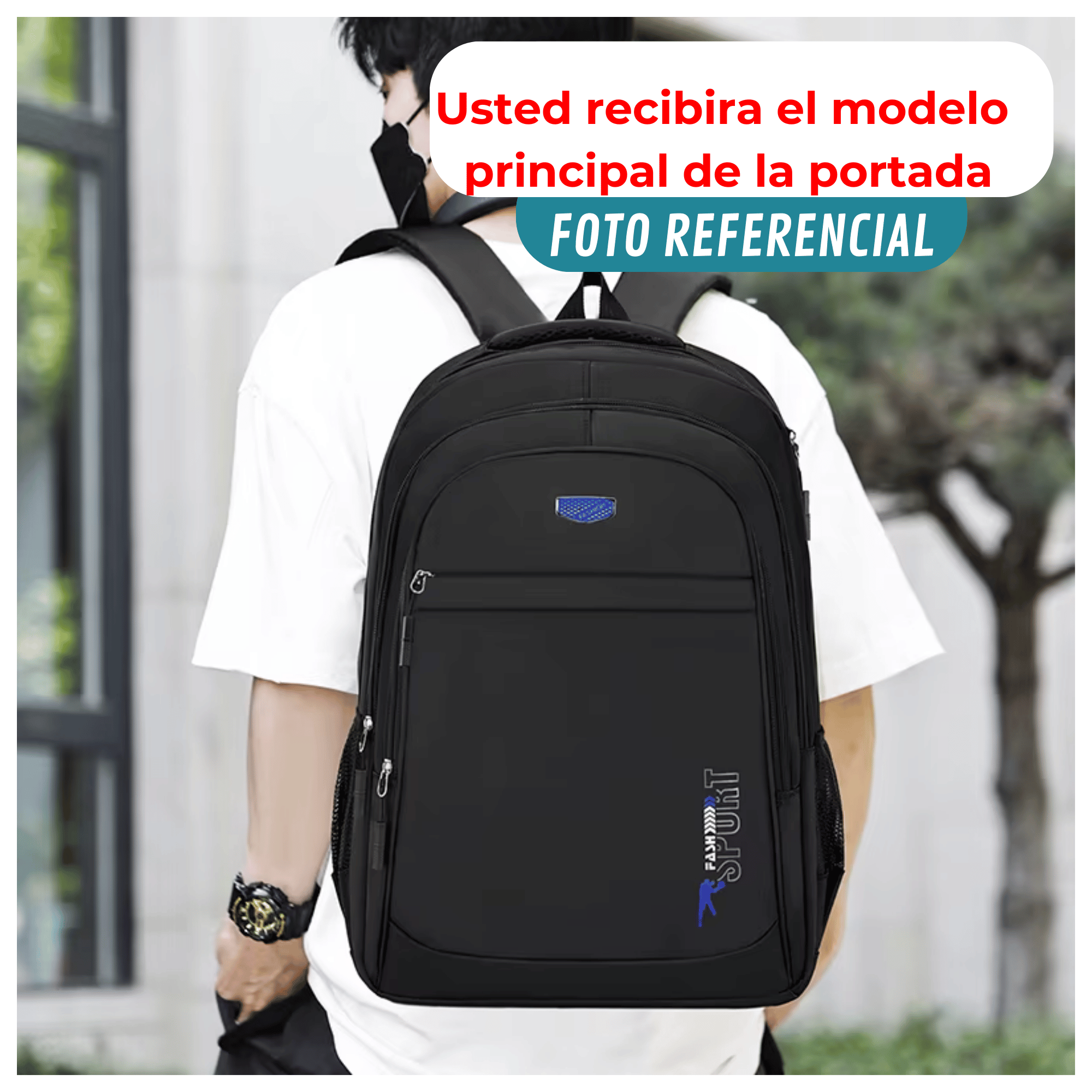 MOCHILA ESCOLAR JUVENIL Y UNIVERSITARIO 50CM DISEÑO MULTIFUNCIONAL RED - 4