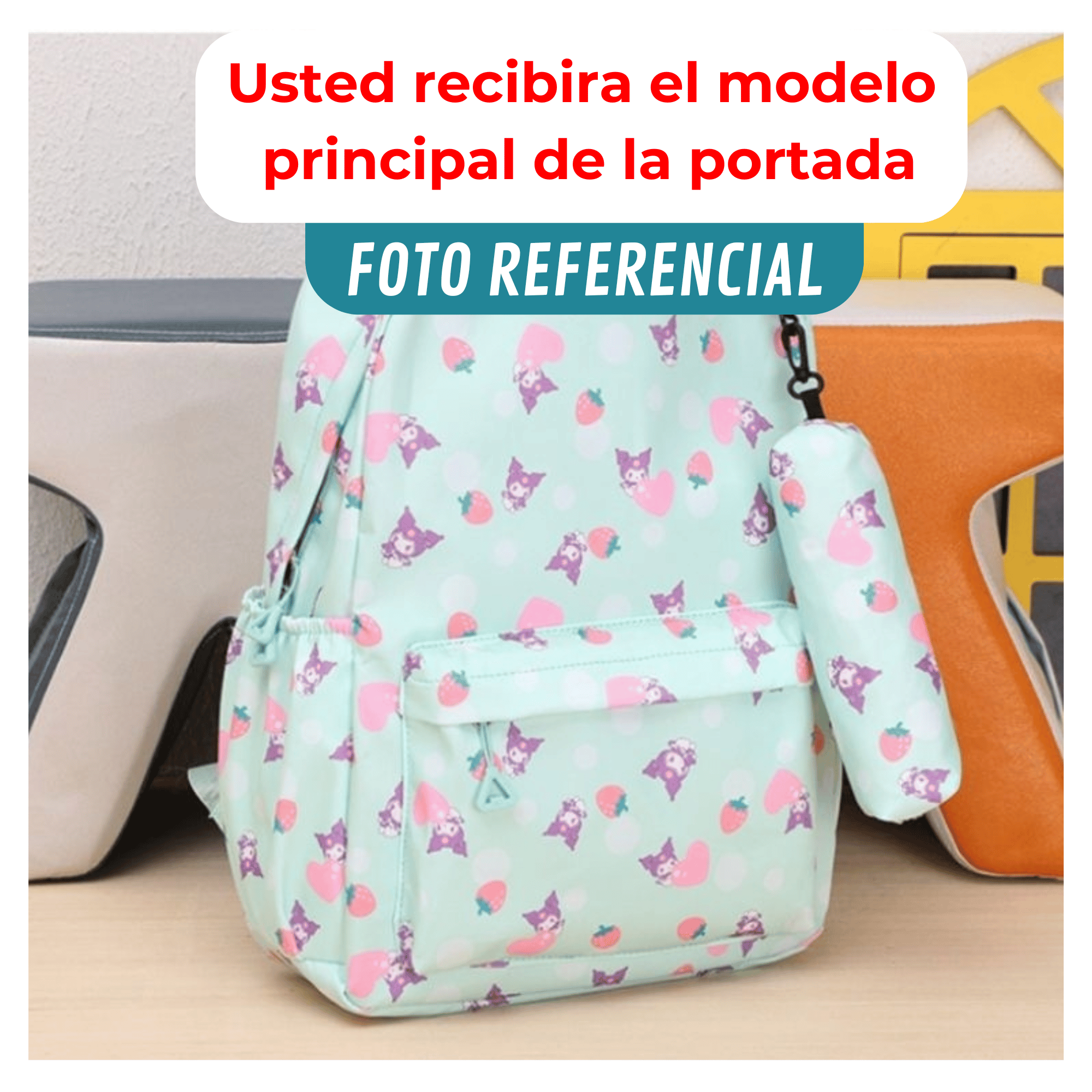 MOCHILA KUROMI ESCOLAR 44CM SANRIO ESTILO KAWAII SKY BLUE - 3