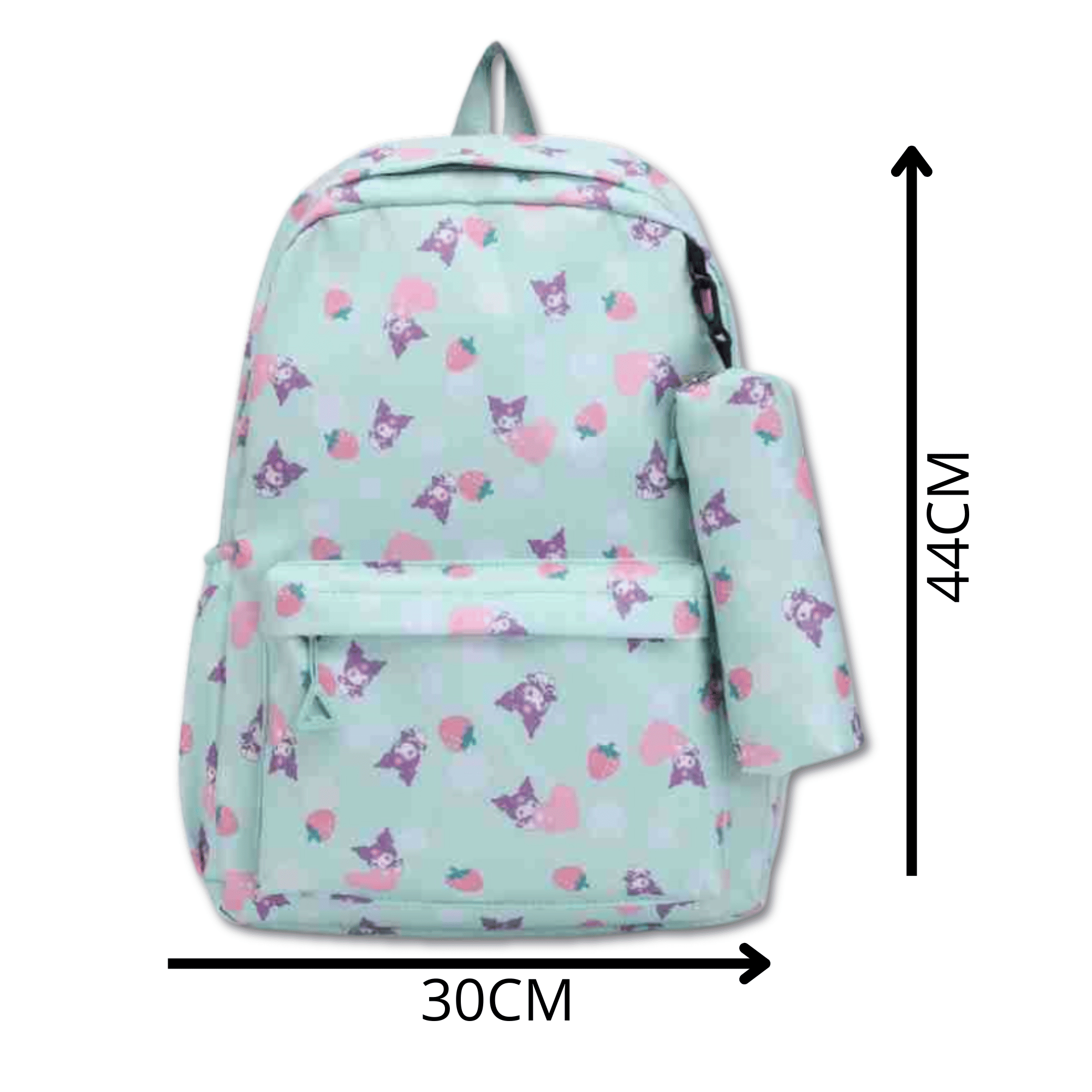MOCHILA KUROMI ESCOLAR 44CM SANRIO ESTILO KAWAII LIGHT GREEN - 2