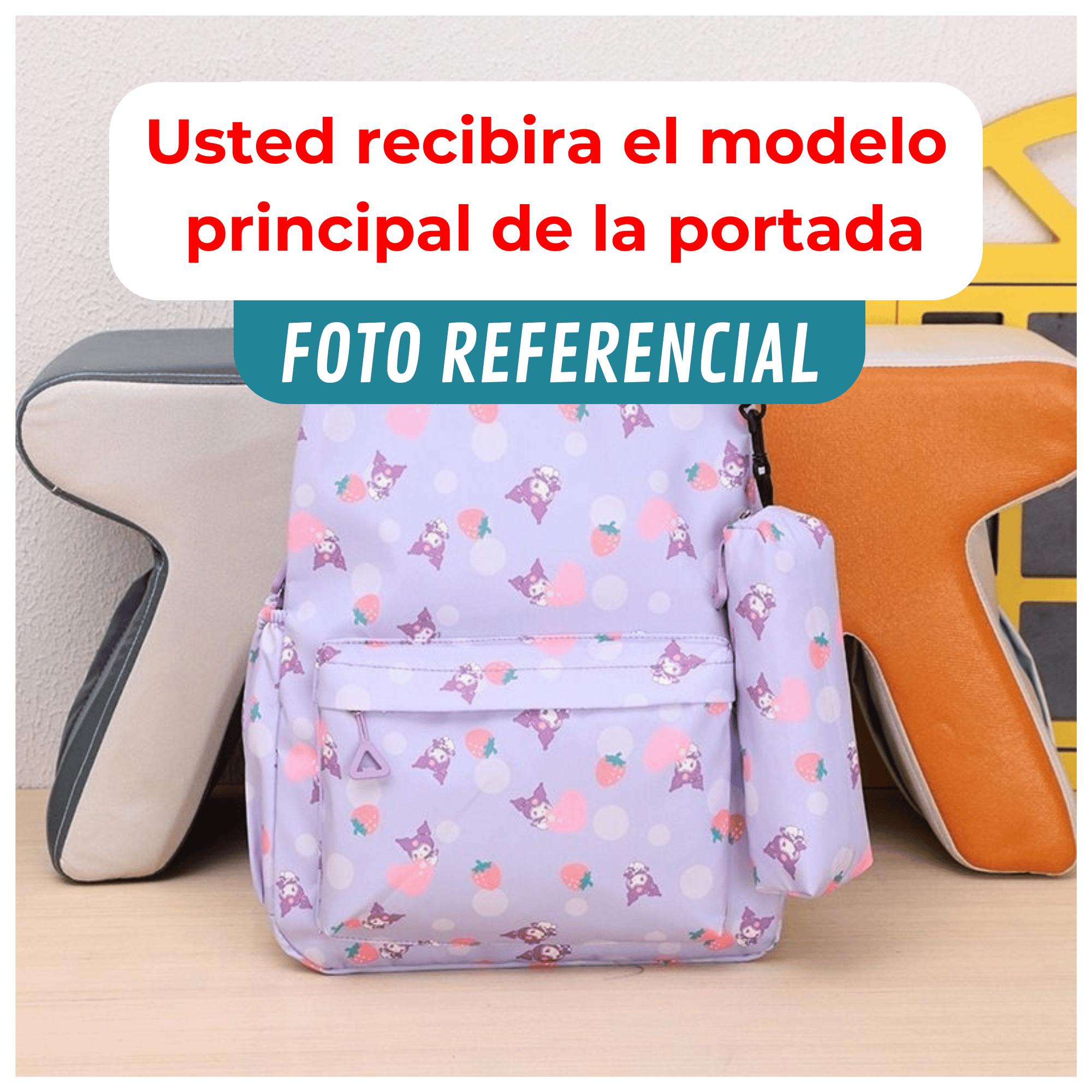 MOCHILA KUROMI ESCOLAR 44CM SANRIO ESTILO KAWAII LIGHT GREEN - 3