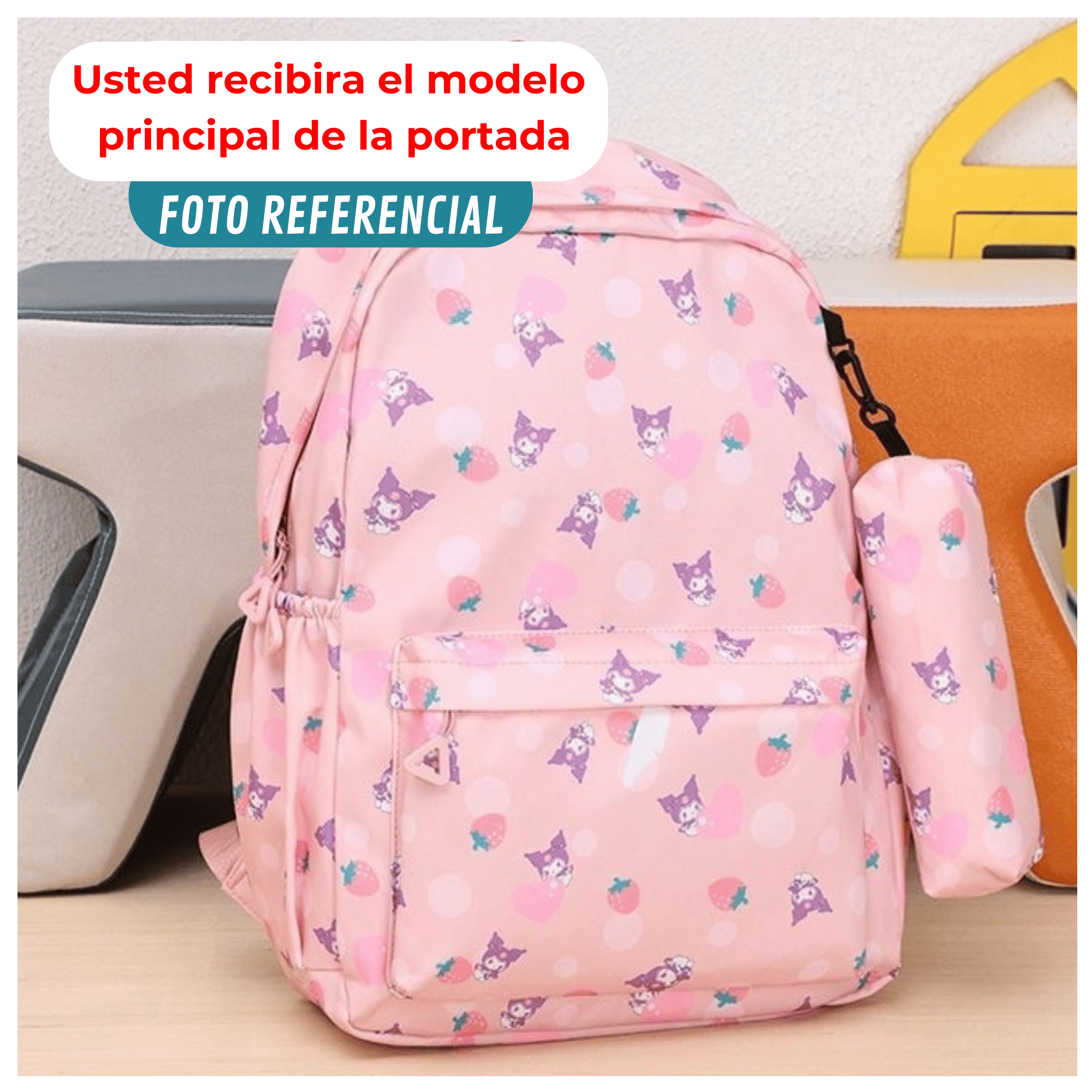MOCHILA KUROMI ESCOLAR 44CM SANRIO ESTILO KAWAII PINK - 4