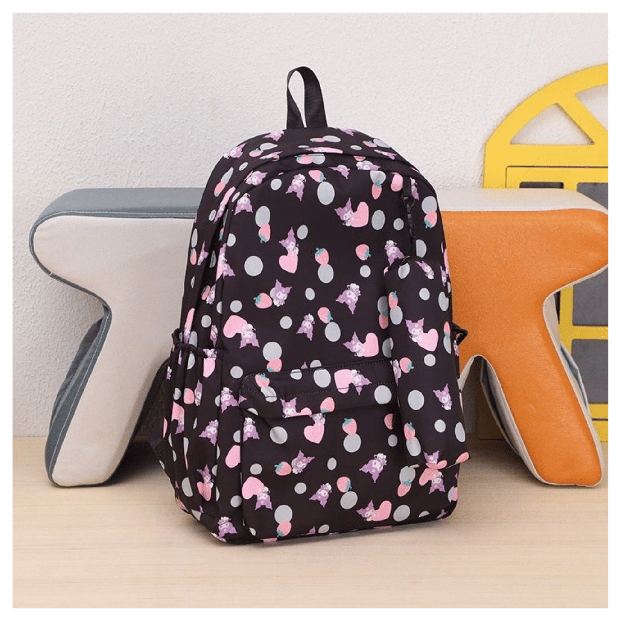 MOCHILA KUROMI ESCOLAR 44CM SANRIO ESTILO KAWAII BLACK PINK - 4