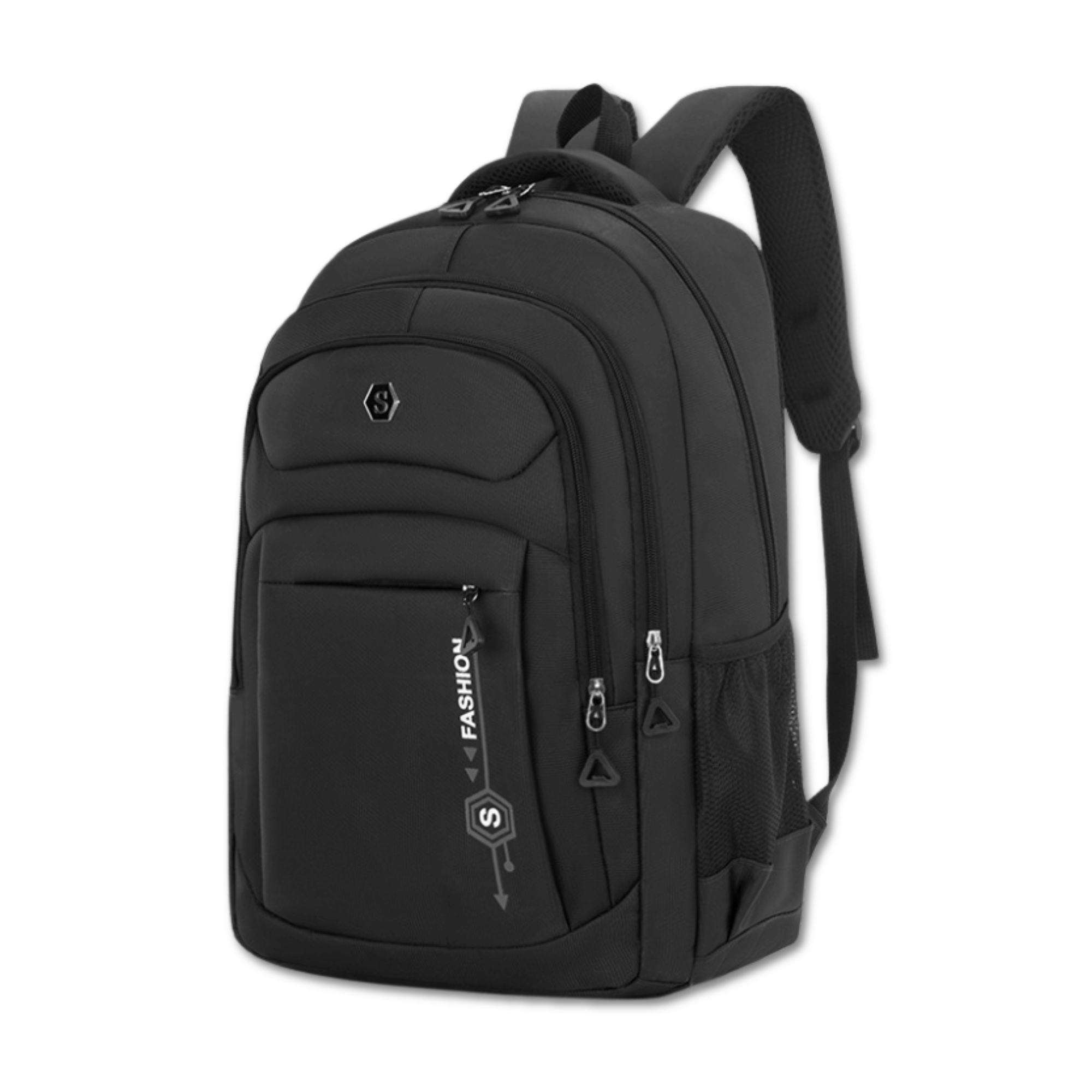 MOCHILA ESCOLAR JUVENIL UNIVERSITARIA 45CM DISEÑO MULTIFUNCIONAL BLACK - 1