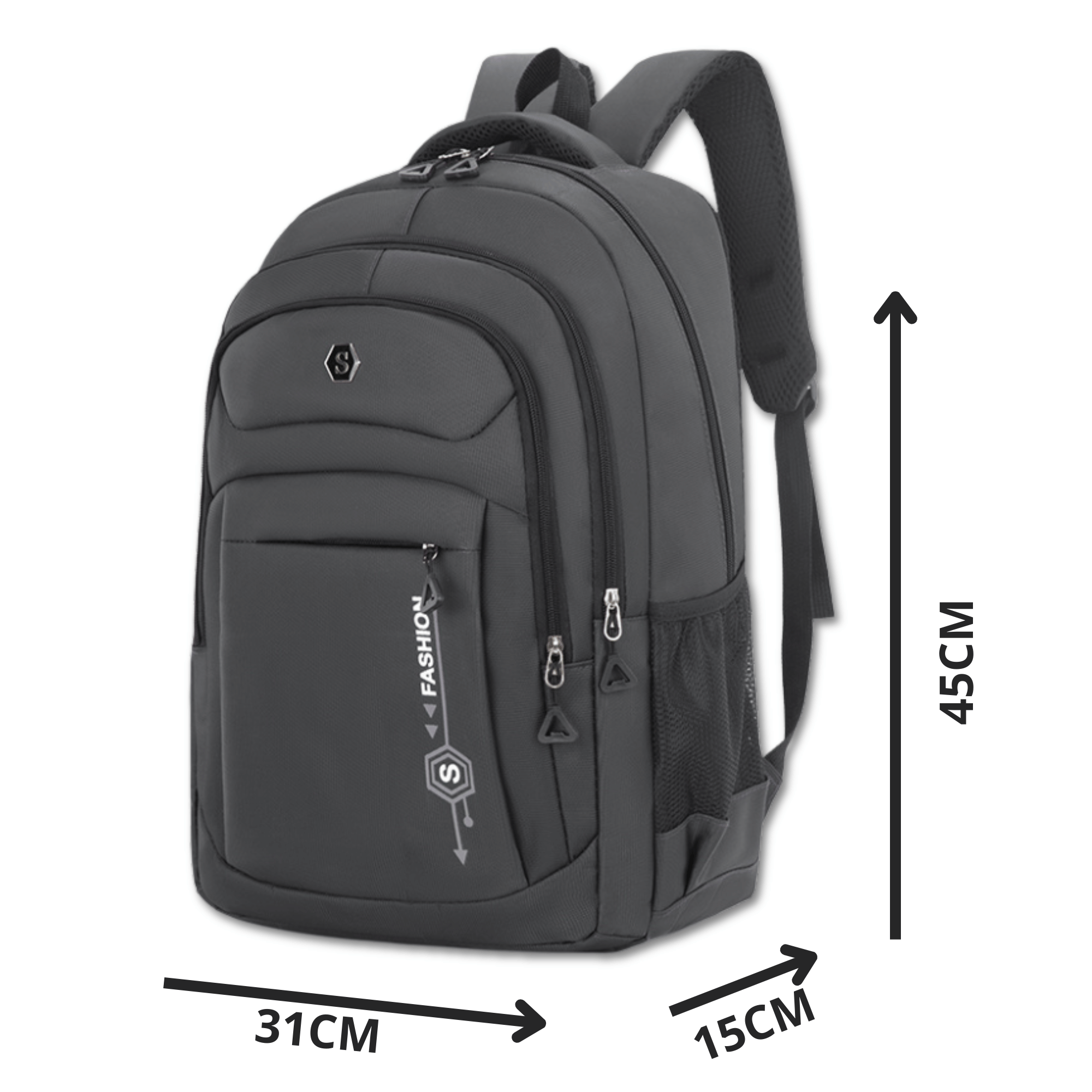 MOCHILA ESCOLAR JUVENIL Y UNIVERSITARIO 45CM DISEÑO MULTIFUNCIONAL GREY - 2