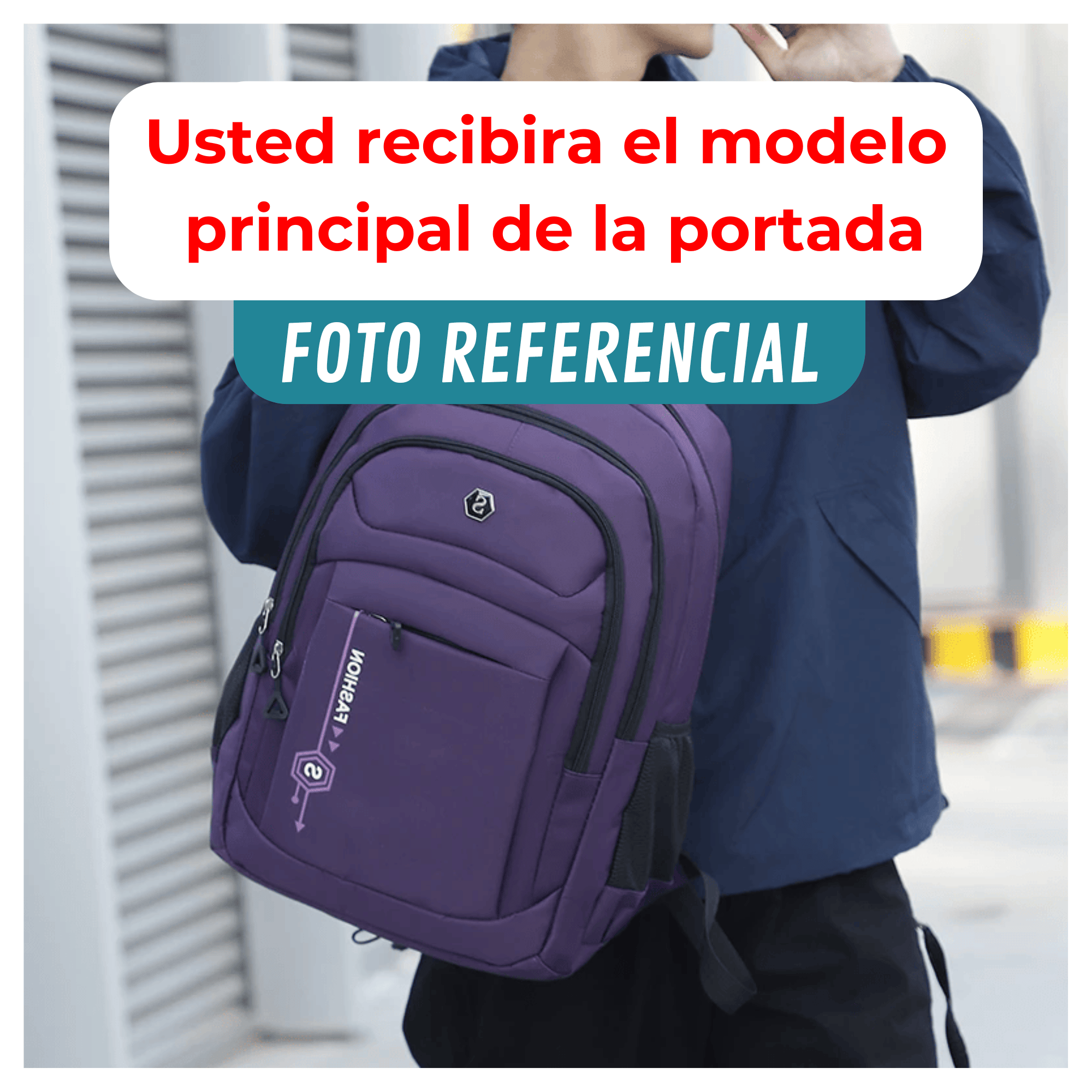 MOCHILA ESCOLAR JUVENIL Y UNIVERSITARIO 45CM DISEÑO MULTIFUNCIONAL GREY - 4