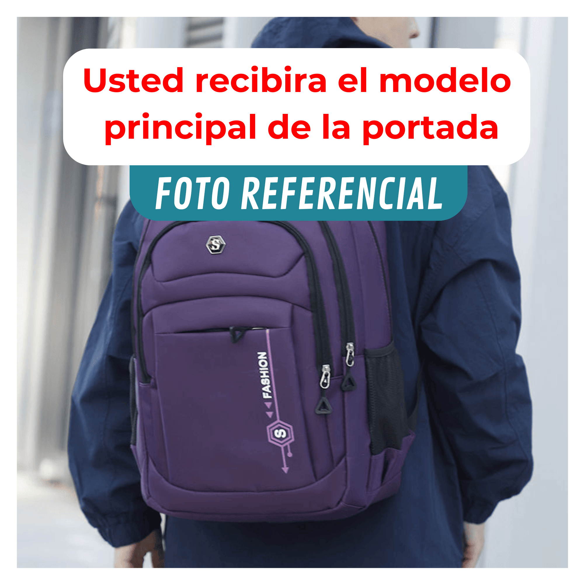 MOCHILA ESCOLAR JUVENIL Y UNIVERSITARIO 45CM DISEÑO MULTIFUNCIONAL GREY - 5