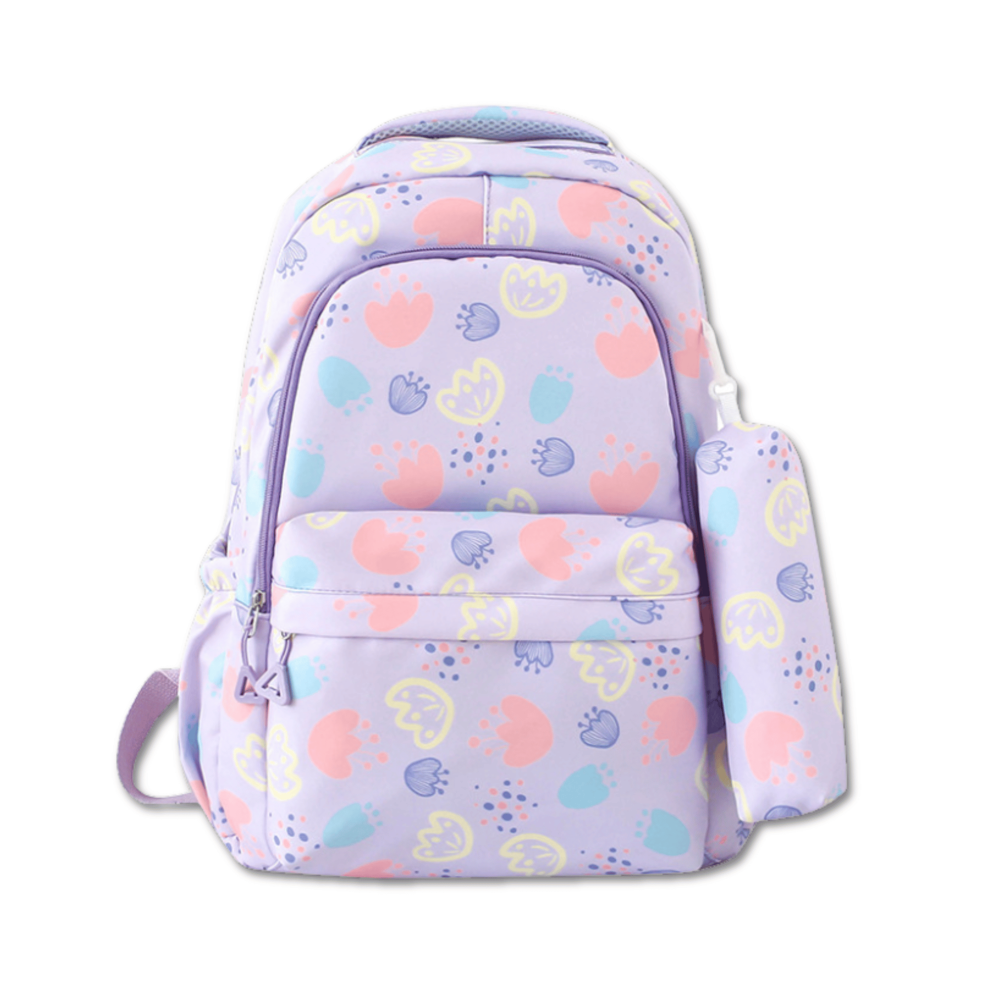 MOCHILA ESCOLAR 46CM DISEÑO FLORAL PRINT PURPLE - 1