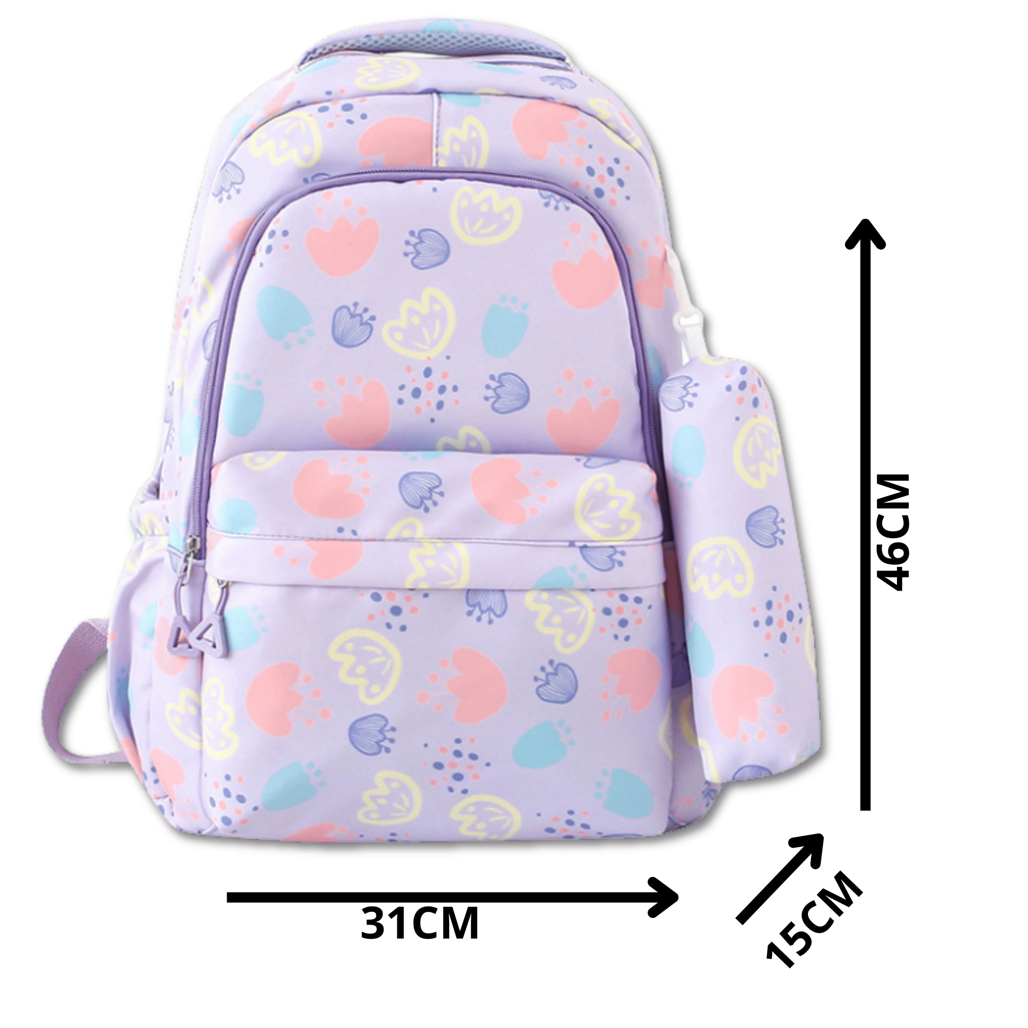 MOCHILA ESCOLAR 46CM DISEÑO FLORAL PRINT PURPLE - 2