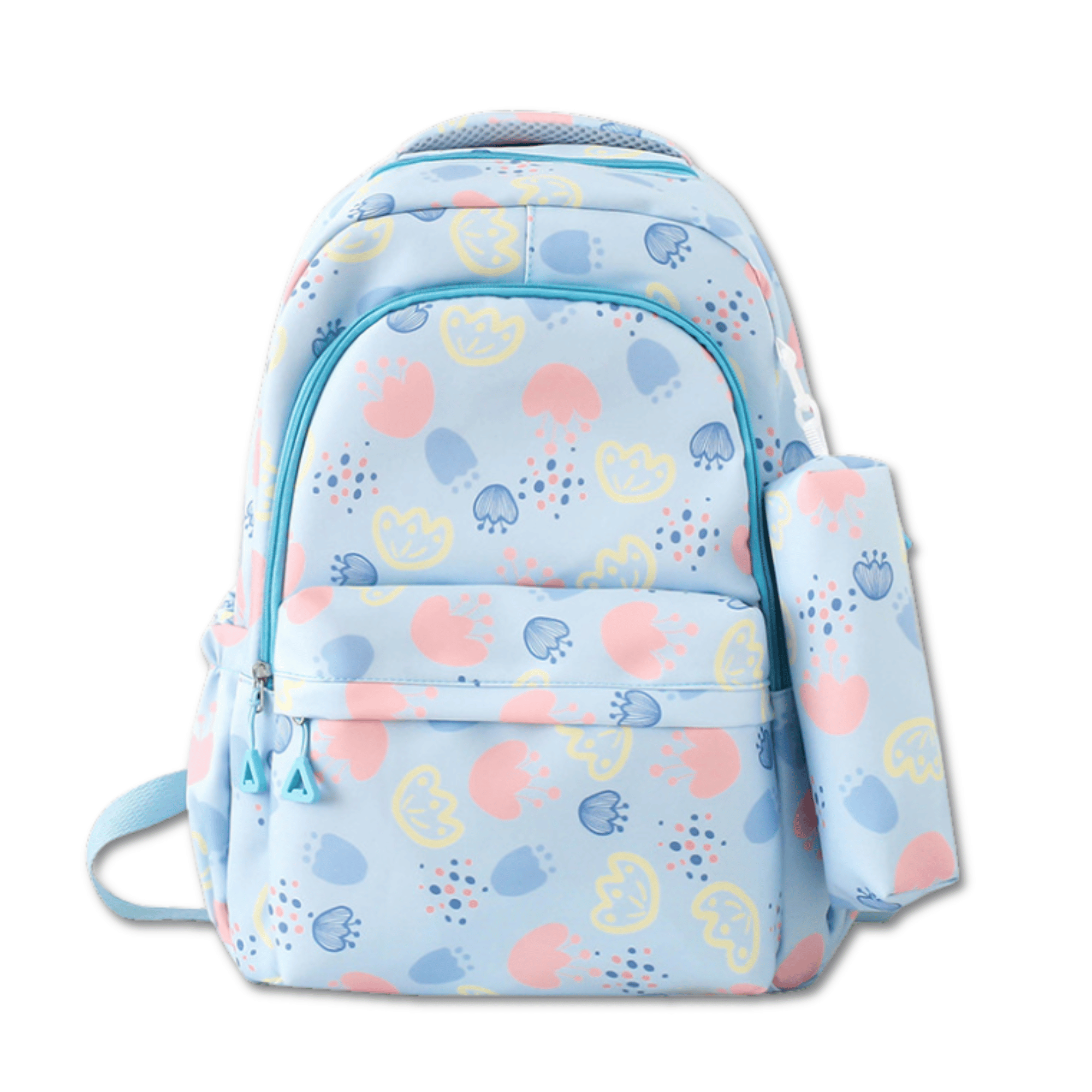 MOCHILA ESCOLAR 46CM DISEÑO FLORAL PRINT BLUE - 1