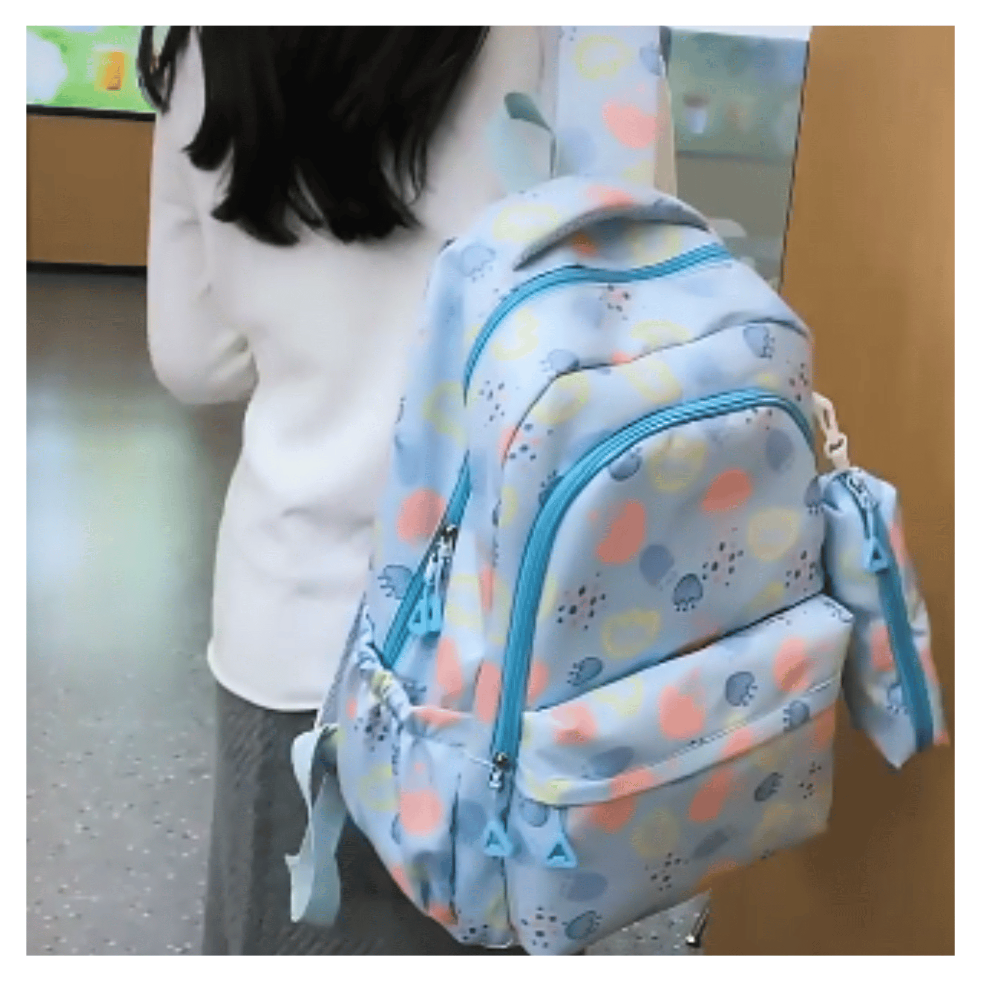 MOCHILA ESCOLAR 46CM DISEÑO FLORAL PRINT BLUE - 3