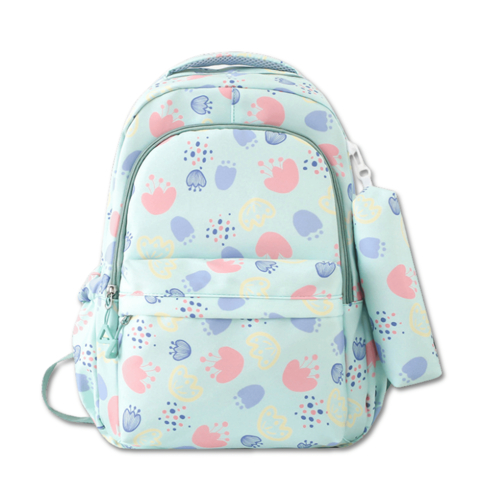 MOCHILA ESCOLAR 46CM DISEÑO FLORAL PRINT GREEN - 1