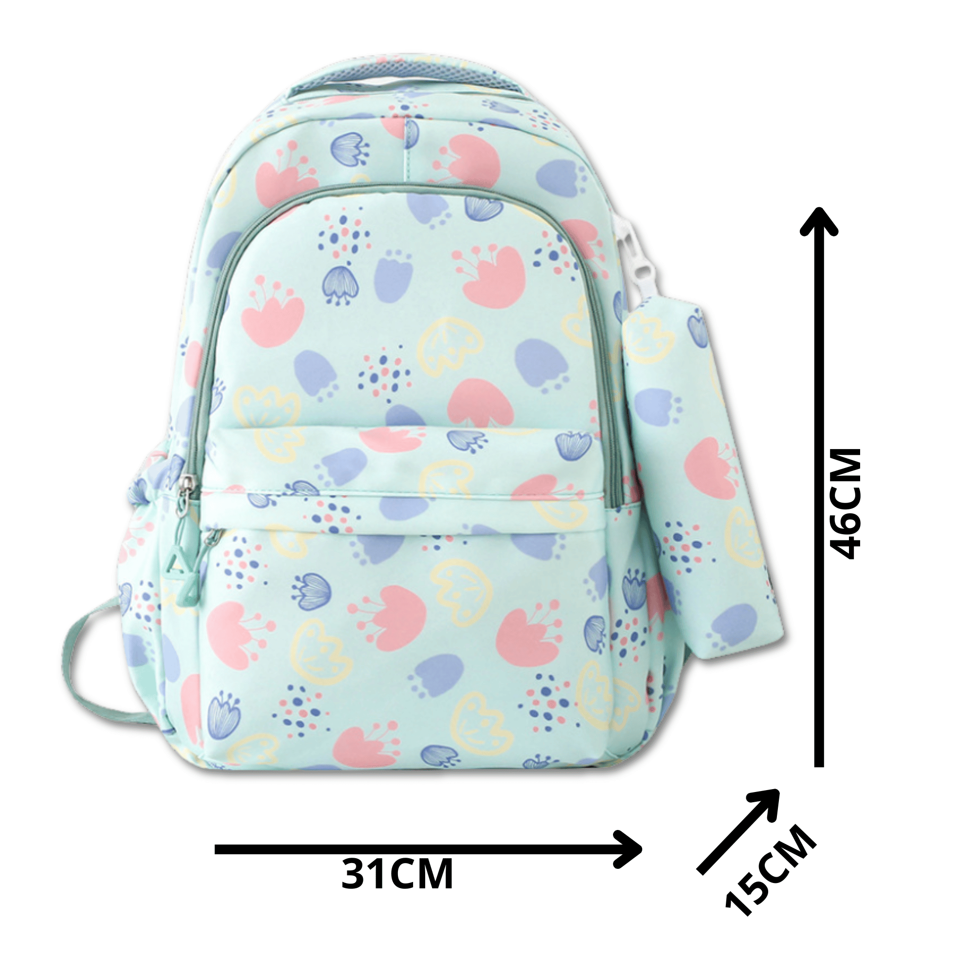 MOCHILA ESCOLAR 46CM DISEÑO FLORAL PRINT GREEN - 2