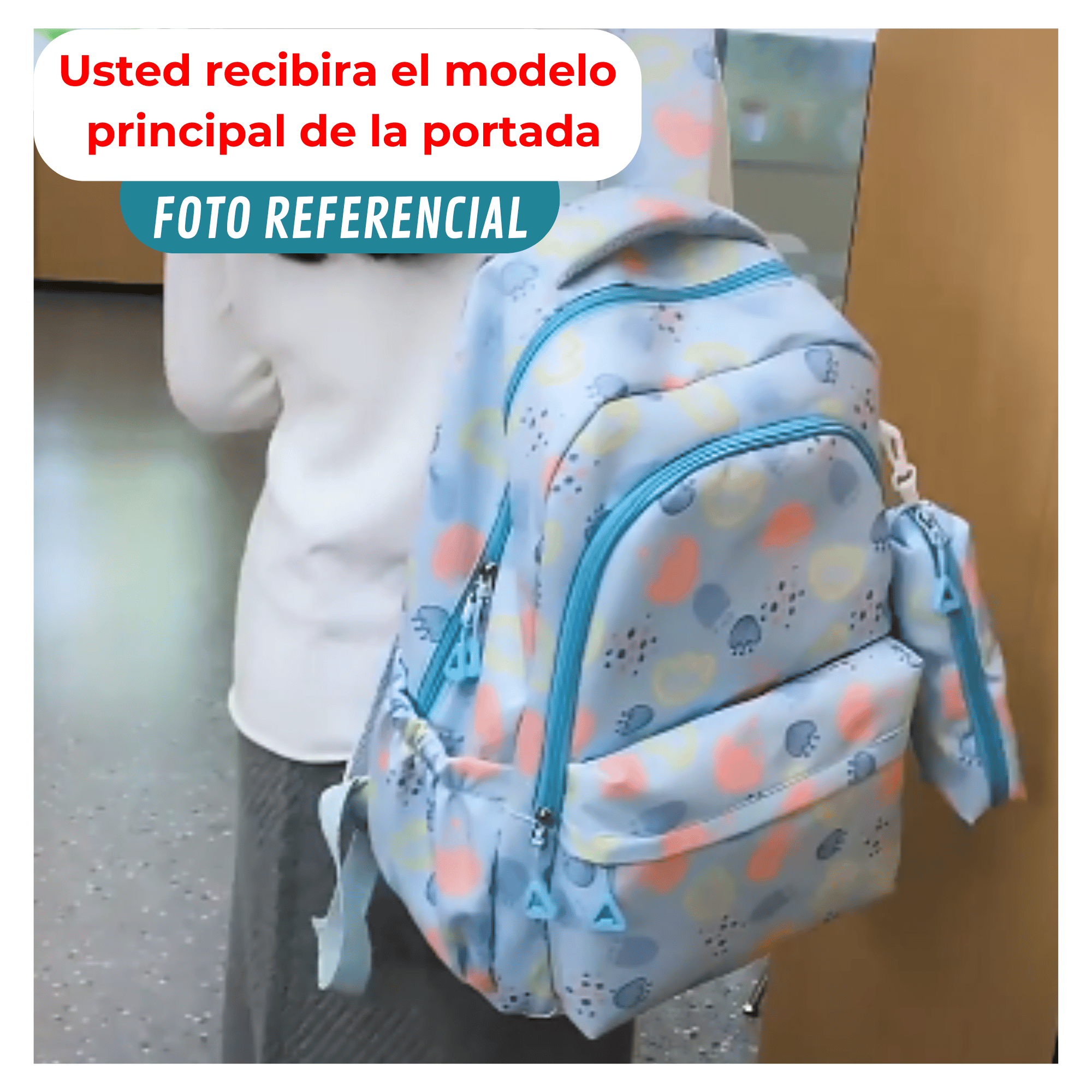 MOCHILA ESCOLAR 46CM DISEÑO FLORAL PRINT GREEN - 4