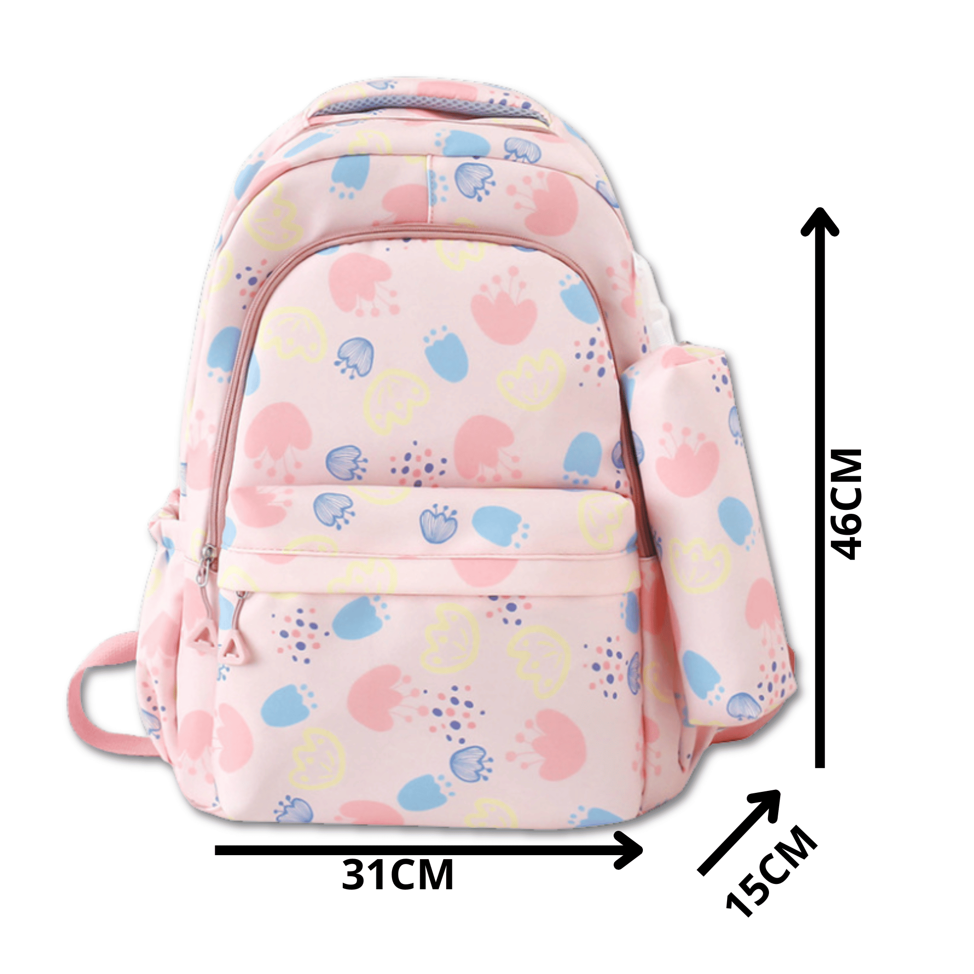 MOCHILA ESCOLAR 46CM DISEÑO FLORAL PRINT PINK - 2