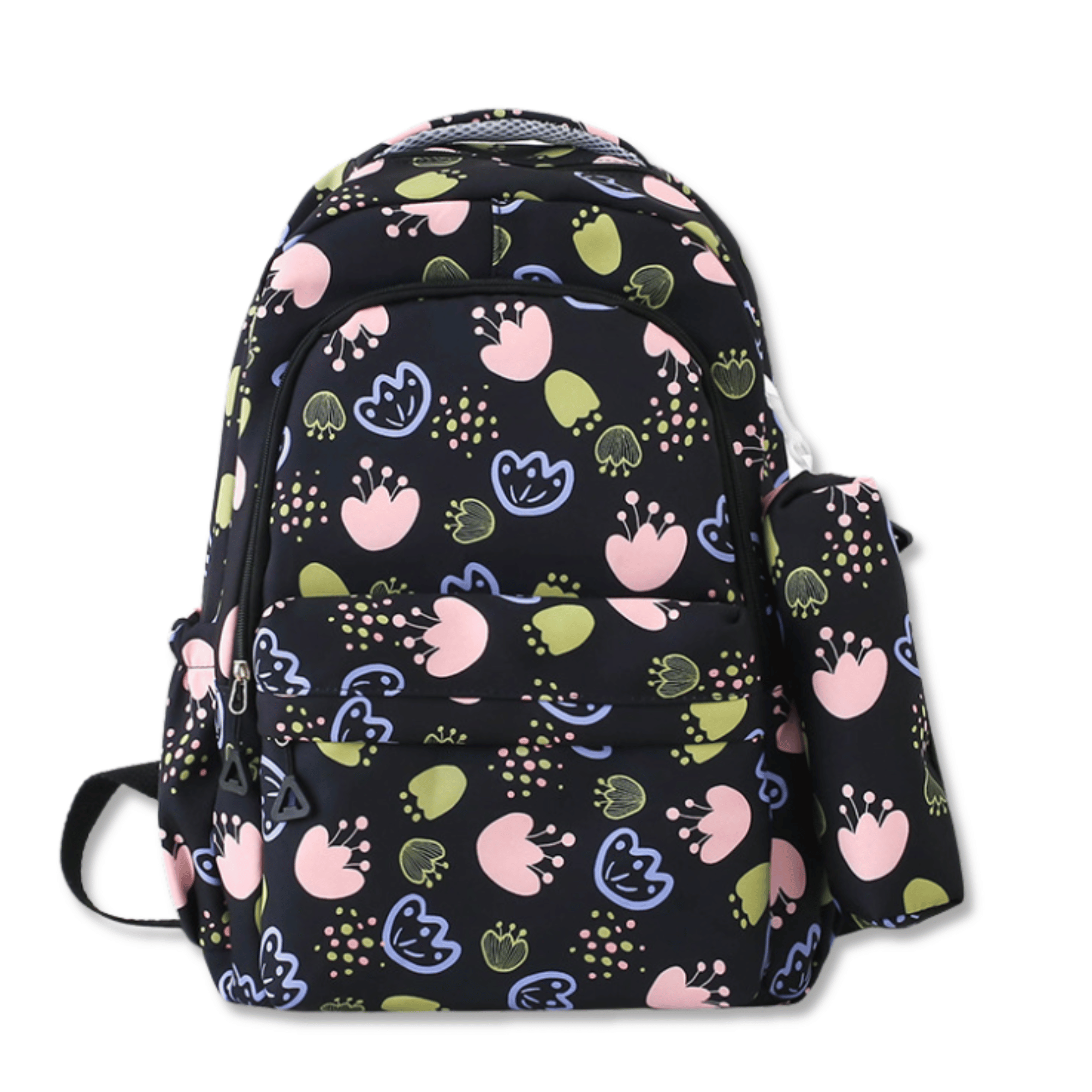 MOCHILA ESCOLAR 46CM DISEÑO FLORAL PRINT BLACK - 1