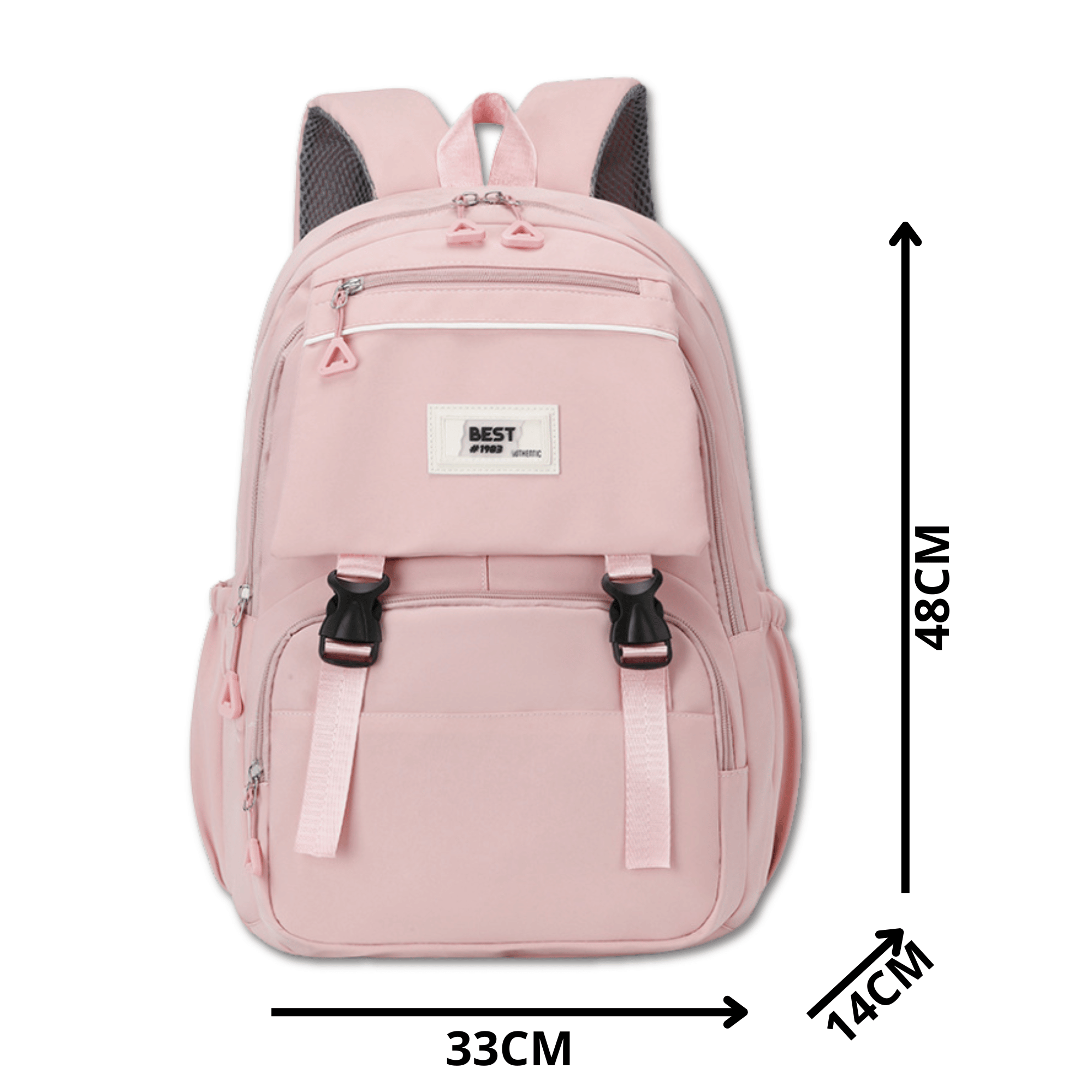 MOCHILA ESCOLAR JUVENIL 48CM DISEÑO UNICOLOR LIGHT PINK - 2