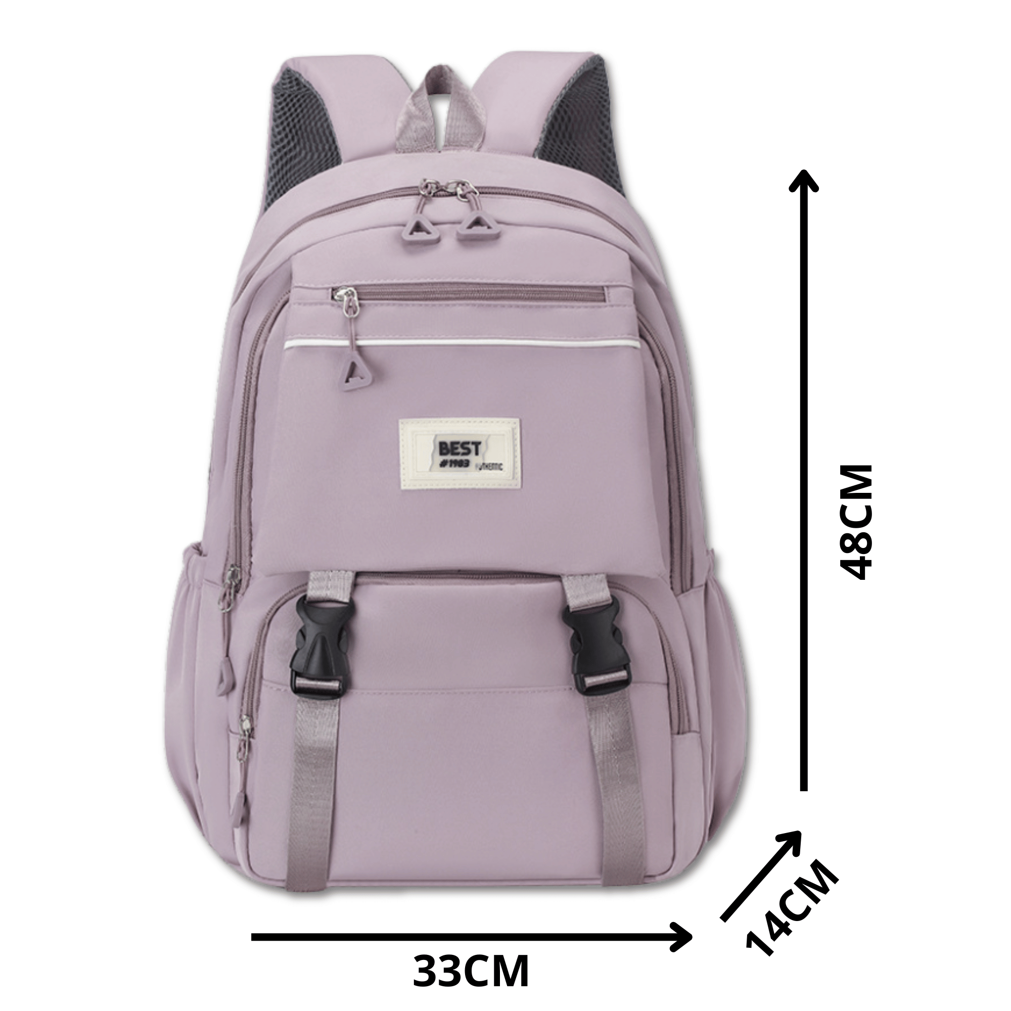 MOCHILA ESCOLAR JUVENIL 48CM DISEÑO UNICOLOR PURPLE - 2
