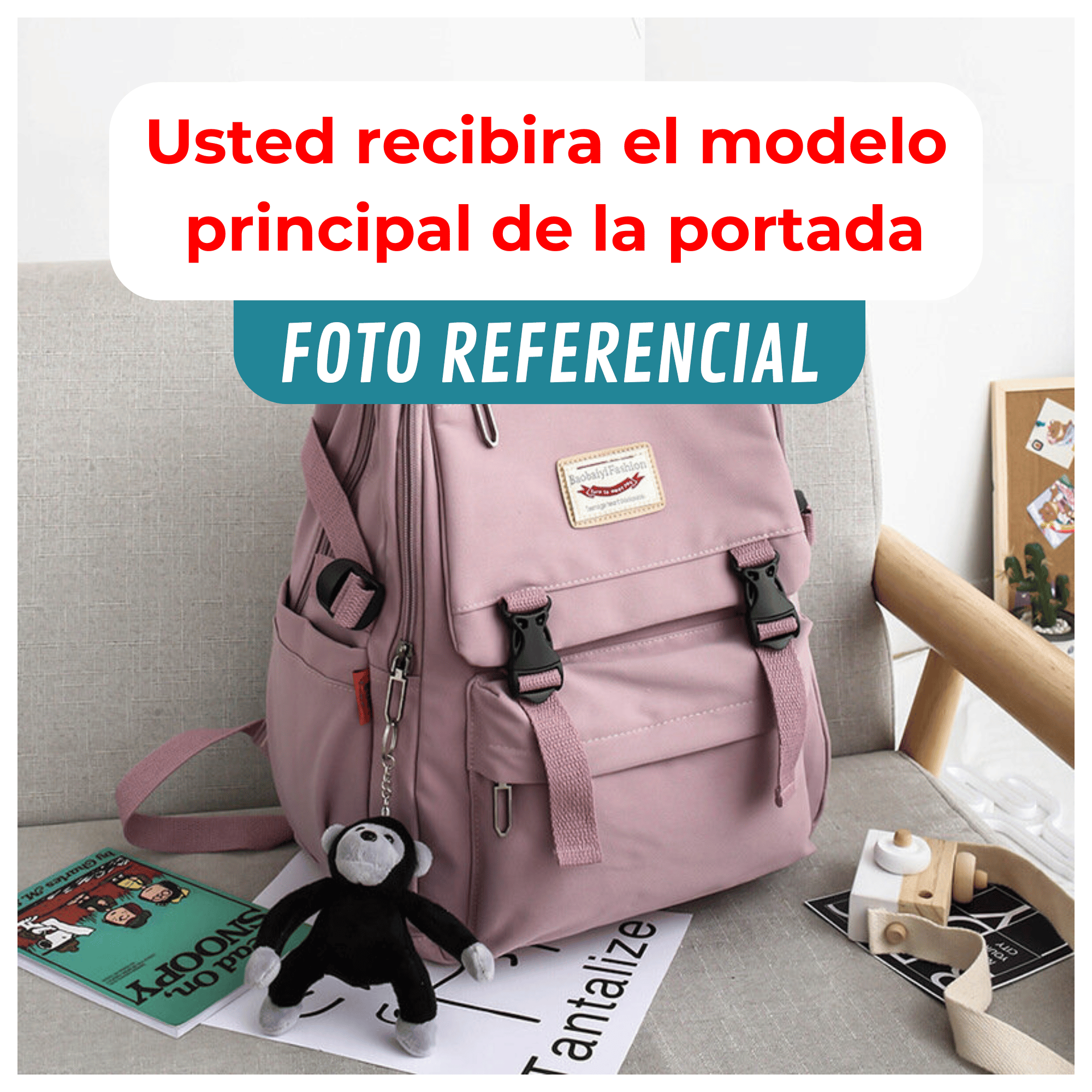 MOCHILA ESCOLAR JUVENIL 48CM DISEÑO UNICOLOR PURPLE - 3