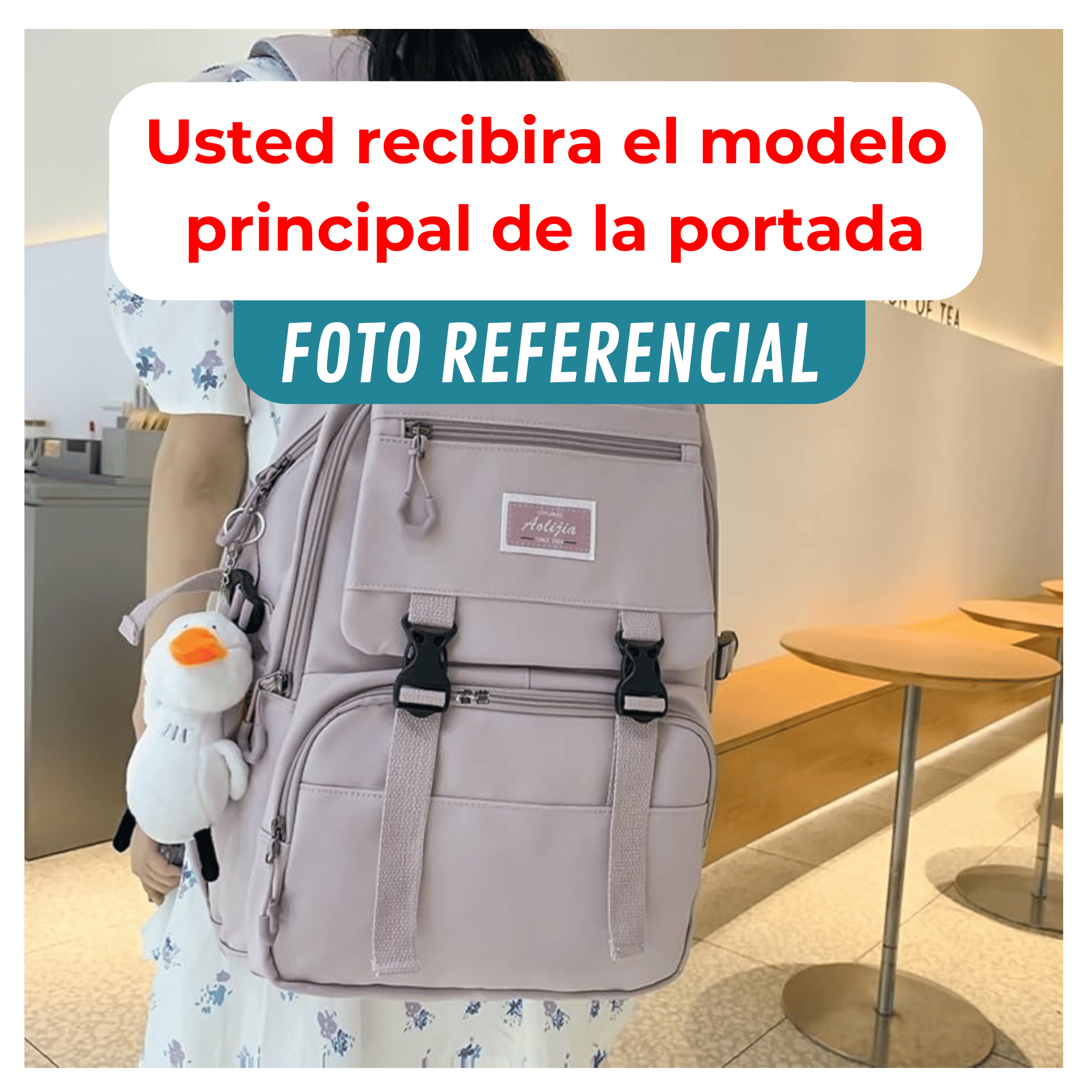 MOCHILA ESCOLAR JUVENIL 48CM DISEÑO UNICOLOR PURPLE - 4