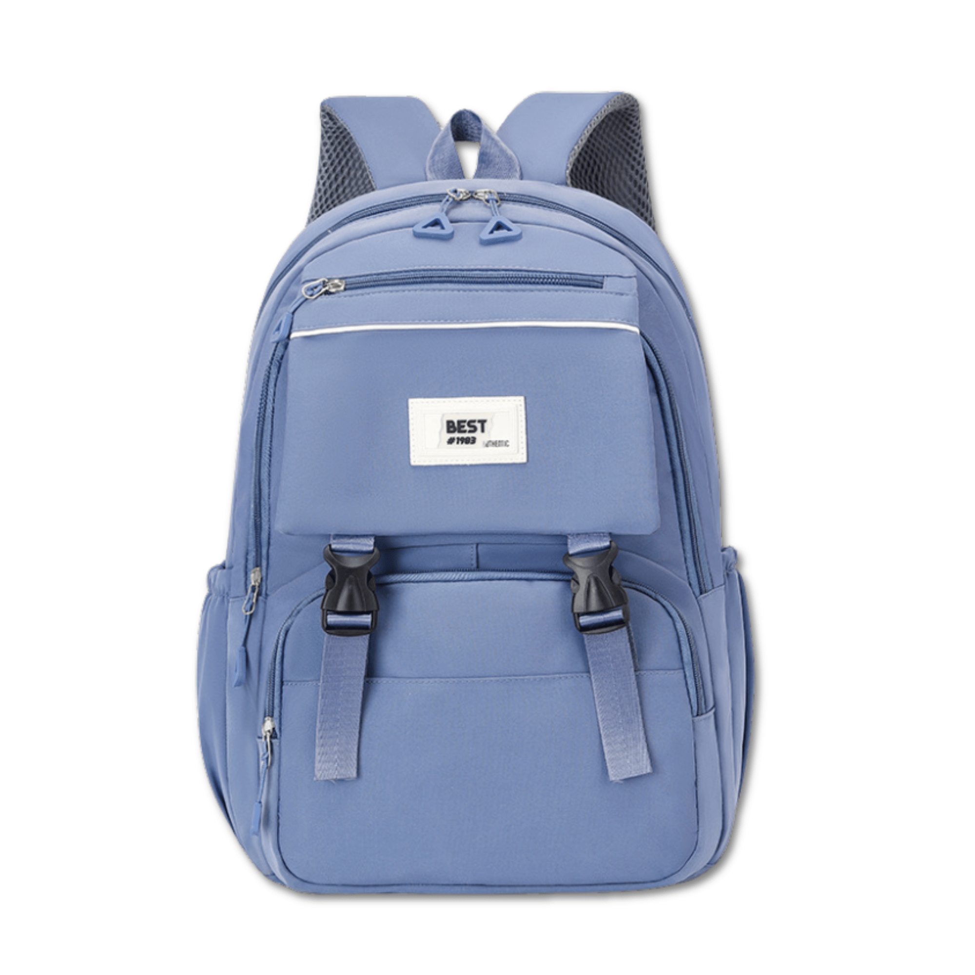 MOCHILA ESCOLAR JUVENIL 48CM DISEÑO UNICOLOR BLUE - 1