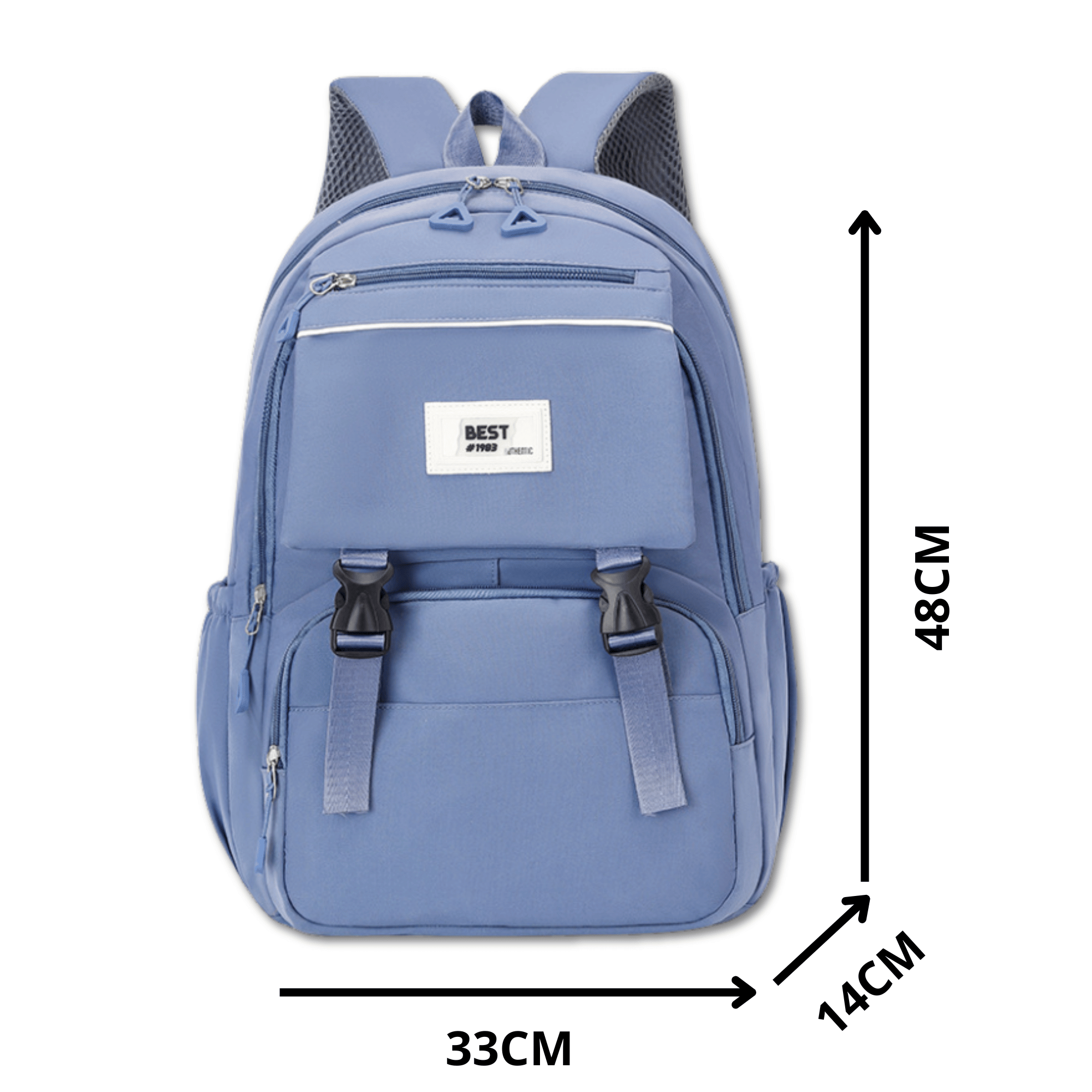 MOCHILA ESCOLAR JUVENIL 48CM DISEÑO UNICOLOR BLUE - 2