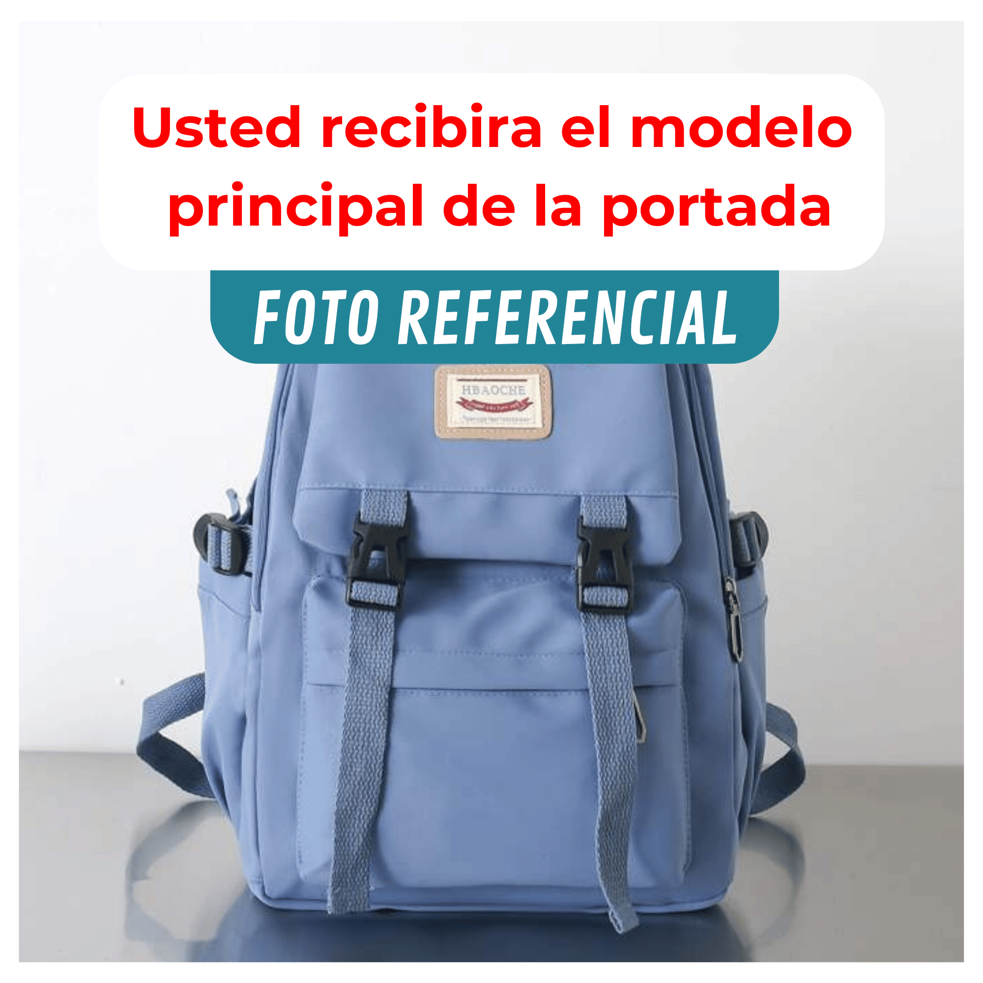 MOCHILA ESCOLAR JUVENIL 48CM DISEÑO UNICOLOR BLUE - 4