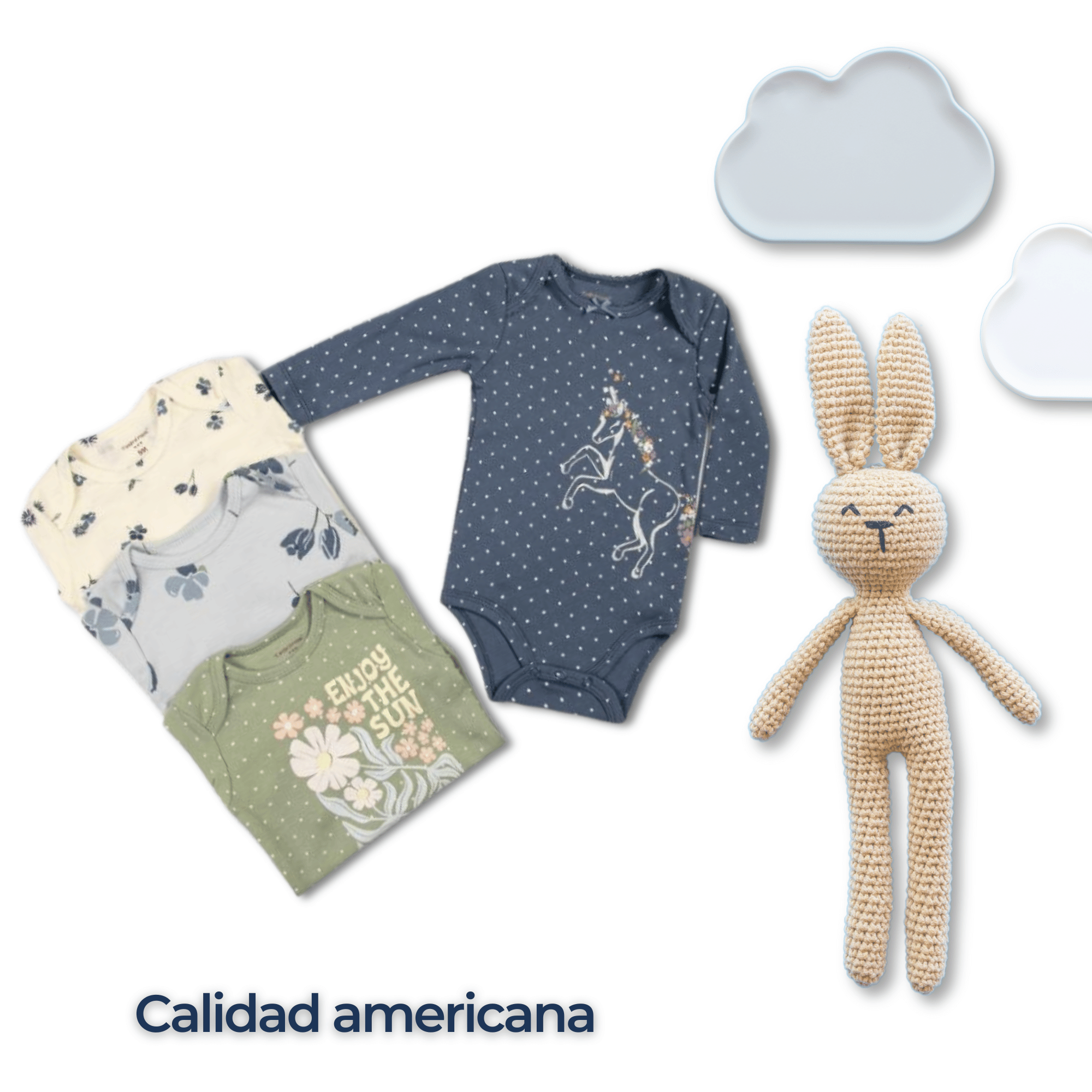 PACK 4 BODYS BEBÉ NIÑA MANGA LARGA TEDMIMAK ALGODÓN ROYAL BLUE UNICORN - 6