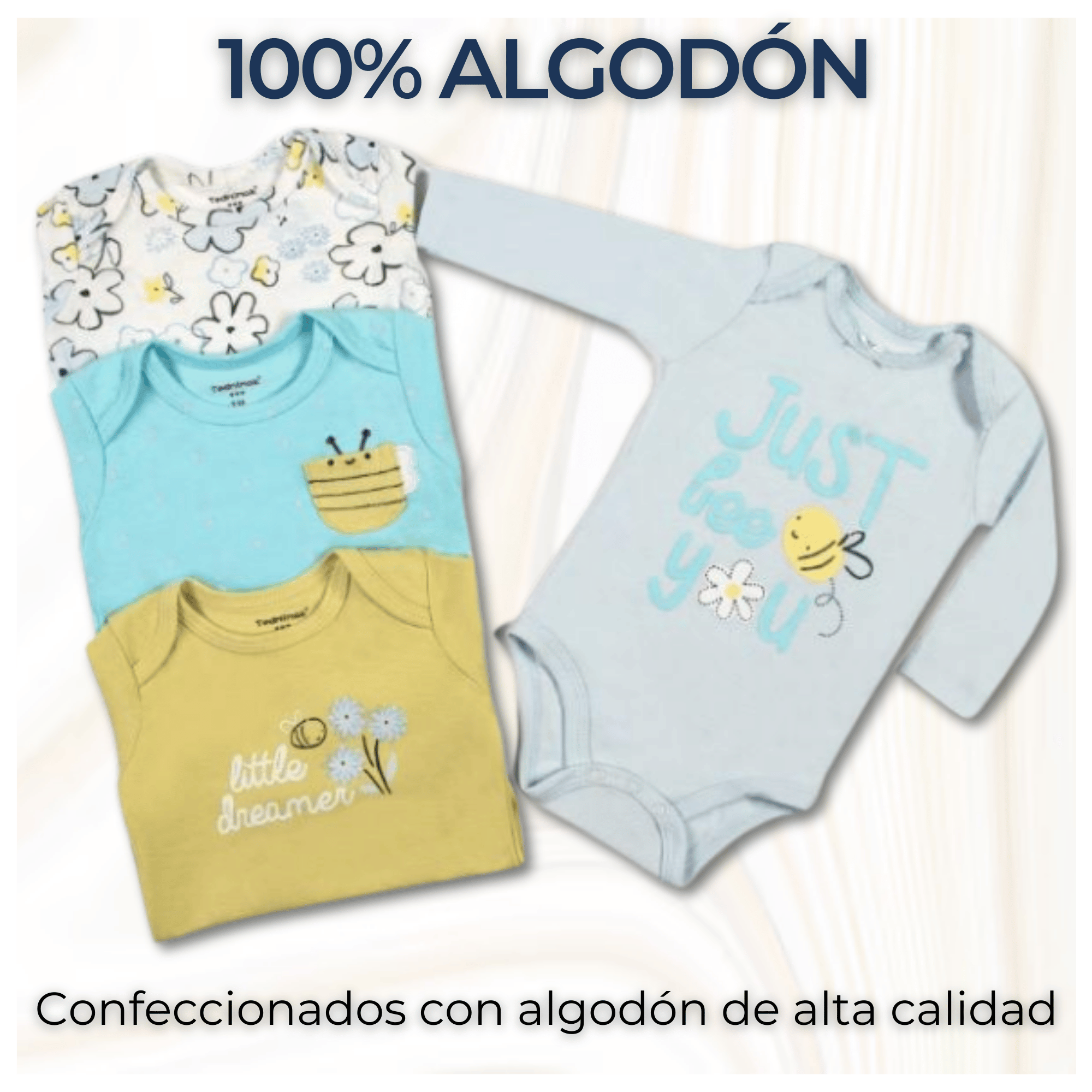 PACK 4 BODYS BEBÉ NIÑA MANGA LARGA TEDMIMAK ALGODÓN SWEET BEE - 2