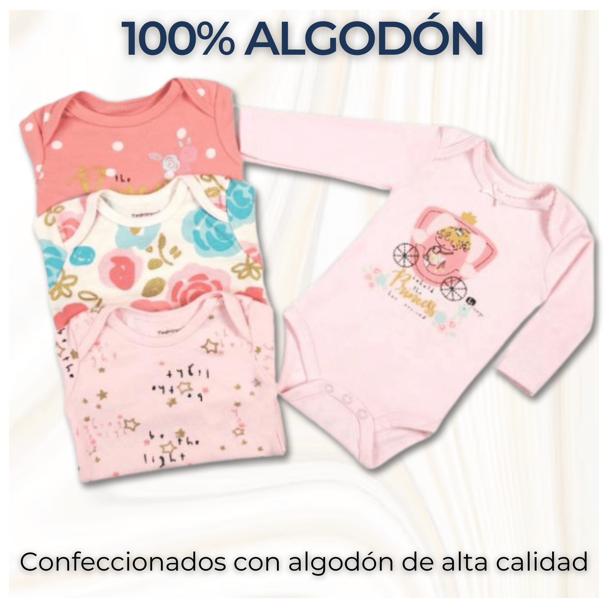 PACK 4 BODYS BEBÉ NIÑA MANGA LARGA TEDMIMAK ALGODÓN PINK ROSES - 2