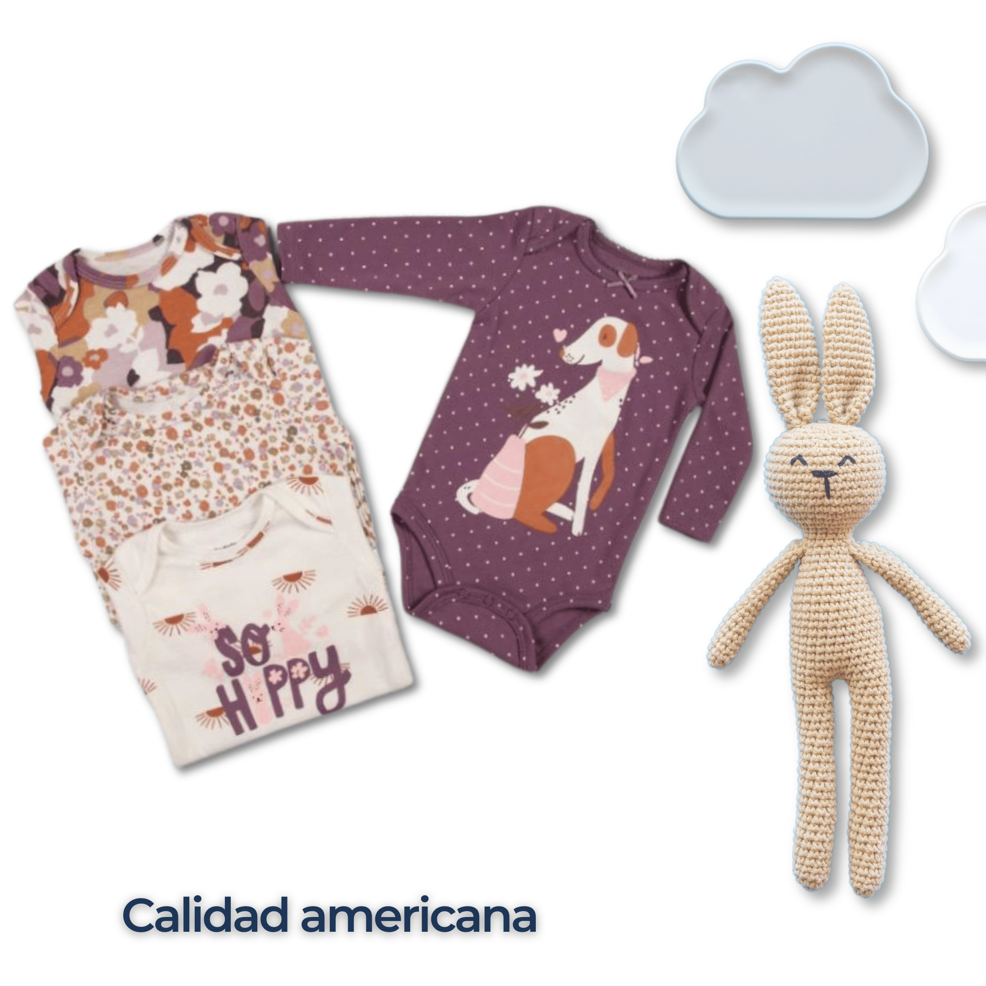 PACK 4 BODYS BEBÉ NIÑA MANGA LARGA TEDMIMAK ALGODÓN DOG CANELA - 6