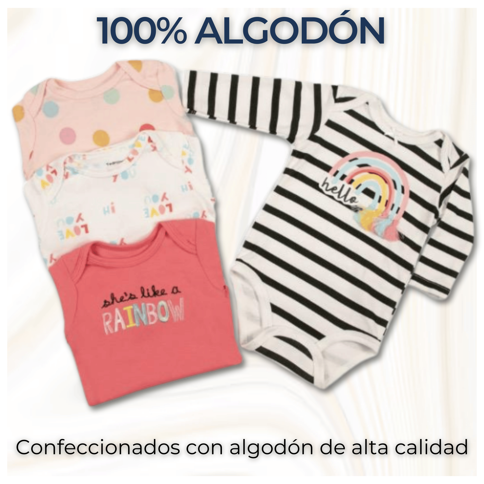 PACK 4 BODYS BEBÉ NIÑA MANGA LARGA TEDMIMAK ALGODÓN MAGIC RAINBOW - 2