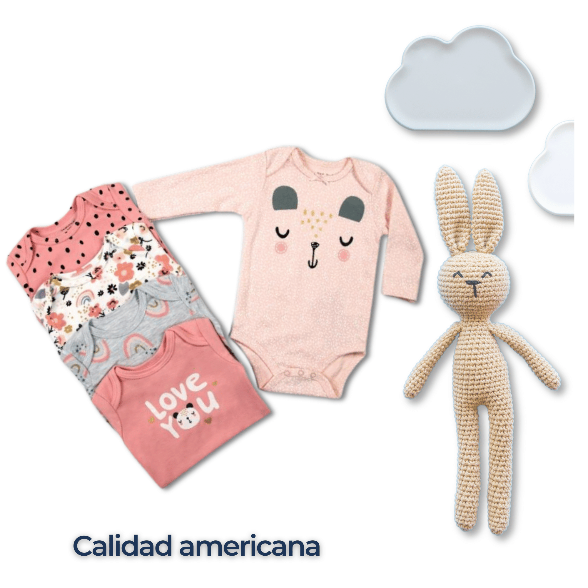 PACK 5 BODYS BEBÉ NIÑA MANGA LARGA TEDMIMAK ALGODÓN DISEÑO LOVE YOU - 6