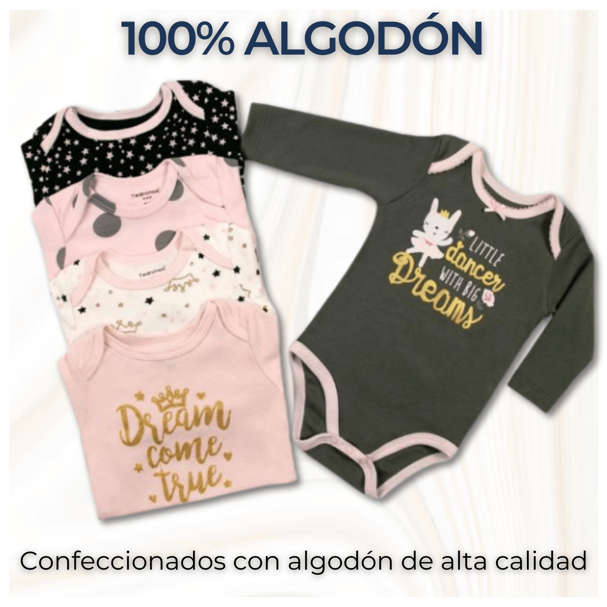 PACK 5 BODYS BEBÉ NIÑA MANGA LARGA TEDMIMAK ALGODÓN BALLET DREAMS - 2