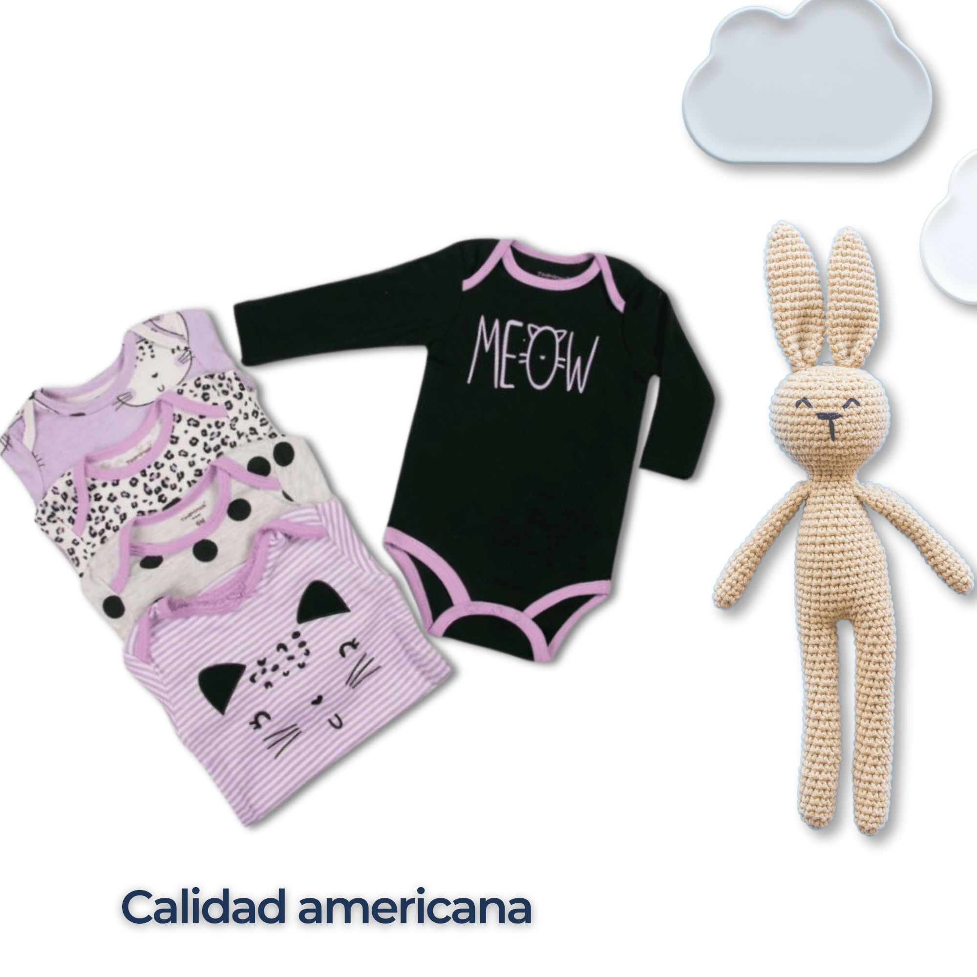 PACK 5 BODYS BEBÉ NIÑA MANGA LARGA TEDMIMAK ALGODÓN HAPPY CAT - 6