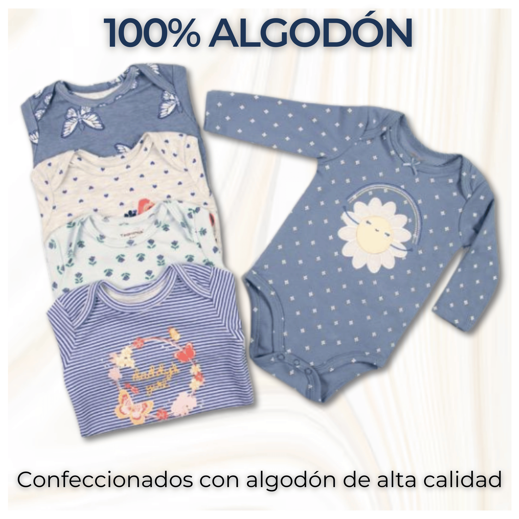 PACK 5 BODYS BEBÉ NIÑA MANGA LARGA TEDMIMAK ALGODÓN SKY BLUE FLORAL - 2