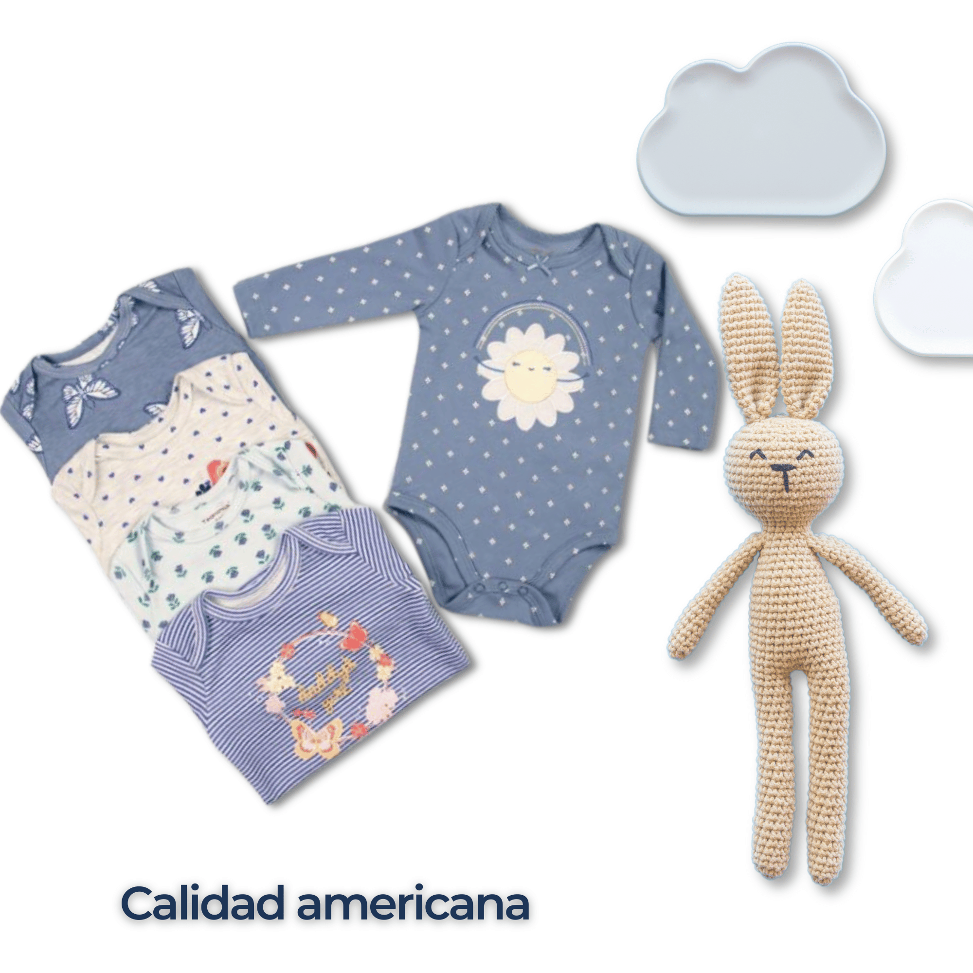 PACK 5 BODYS BEBÉ NIÑA MANGA LARGA TEDMIMAK ALGODÓN SKY BLUE FLORAL - 6